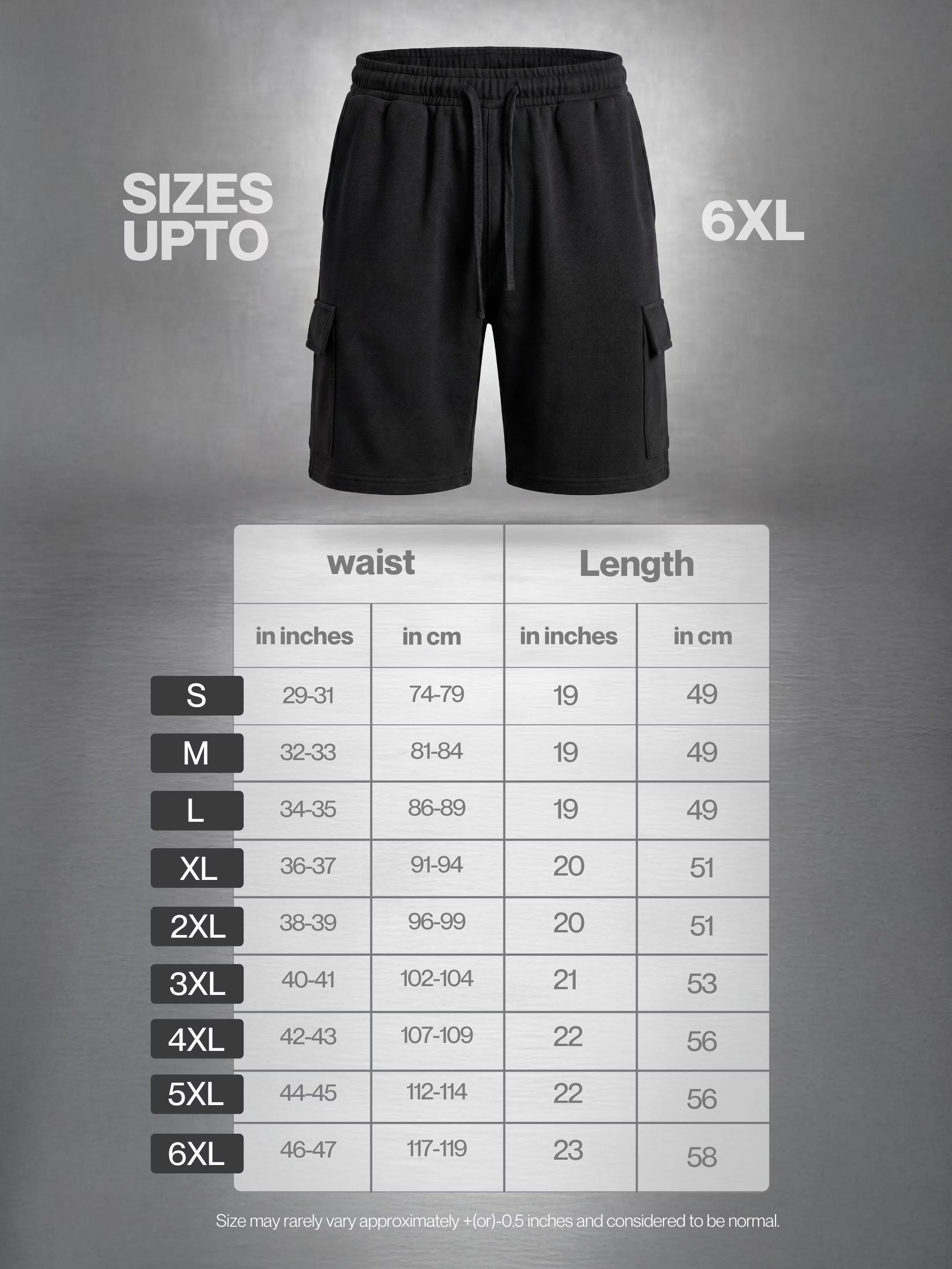 Black Cargo Cotton Men's Shorts