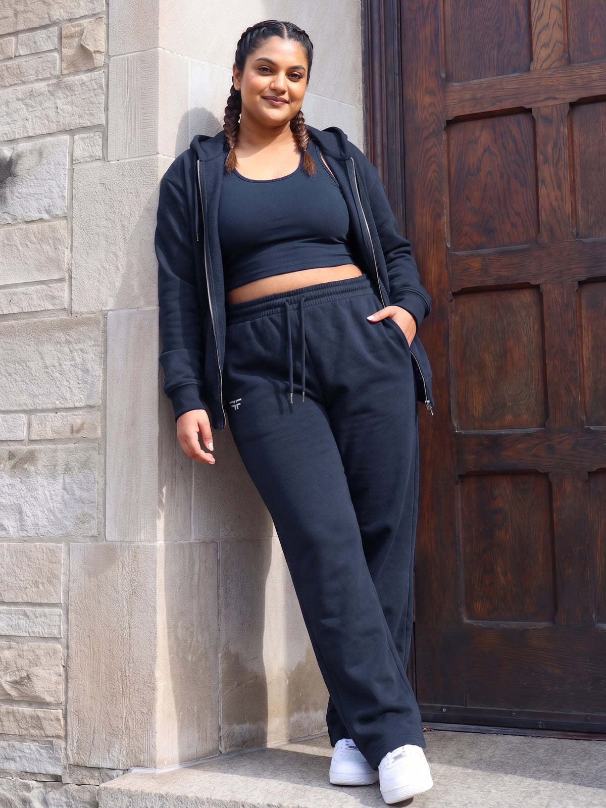 Navy Fleece Straight Joggers