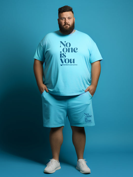 Men's Plus Size Round Neck Short Sleeve Top and Shorts Set