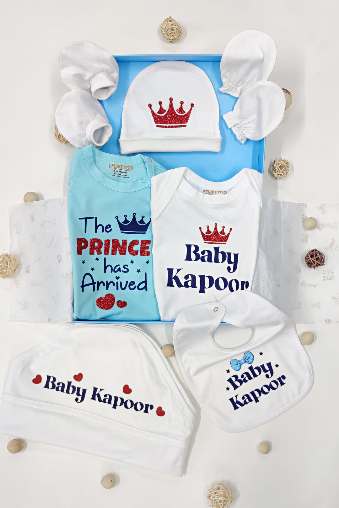 Regal Welcome: Personalized Prince Newborn Baby Gift Set