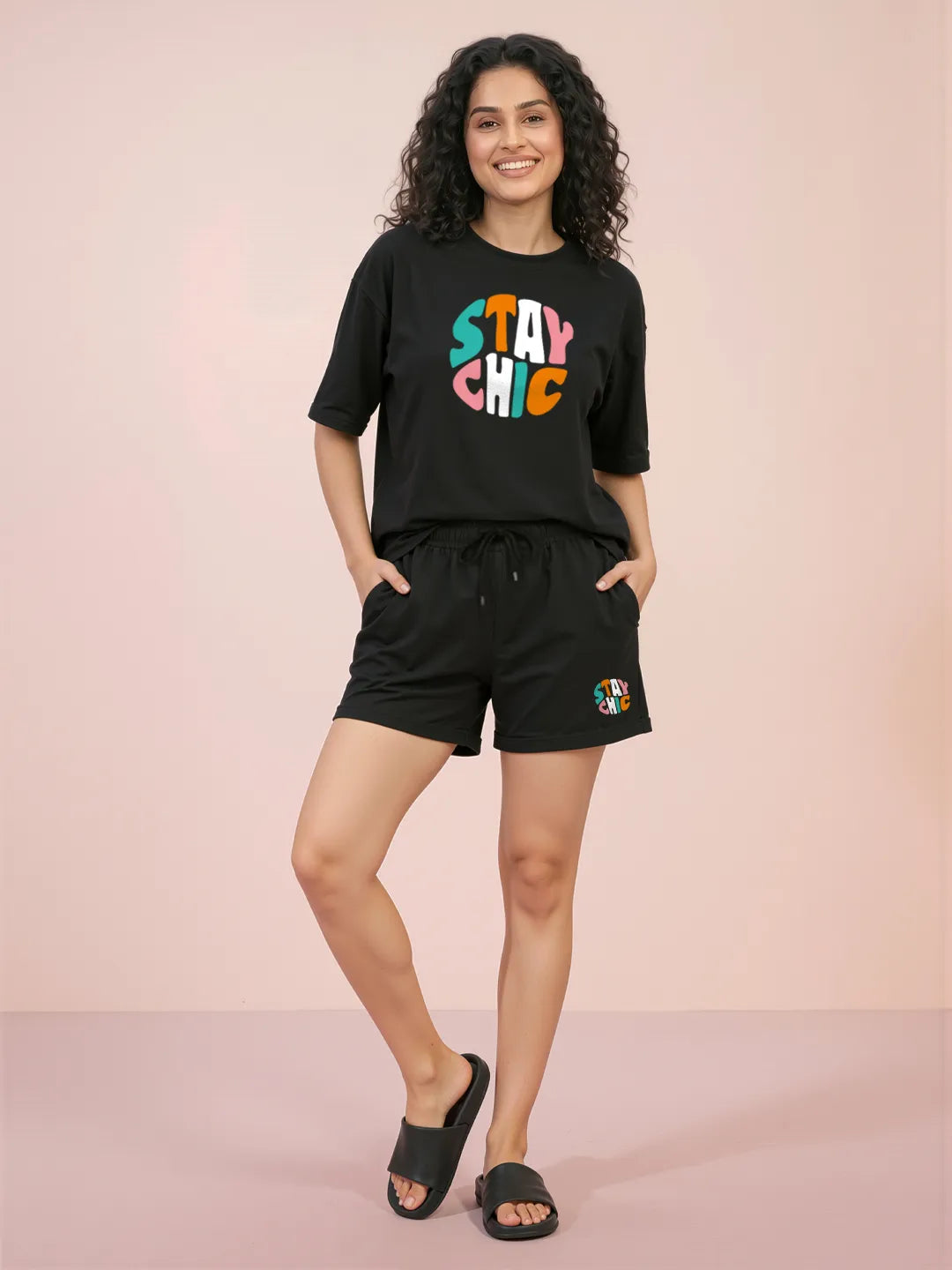 Stay Chic Cotton Girls T Shirt and Shorts Combo Set