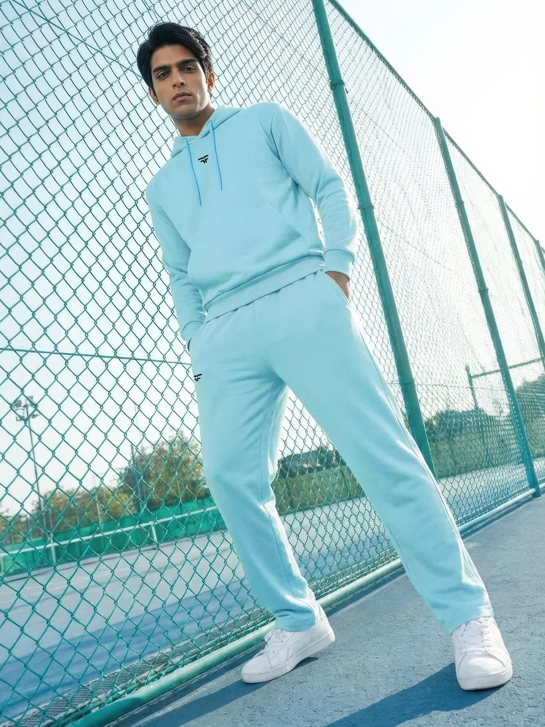 || SKY BLUE STRAIGHT THERMAL CO-ORD SET (HOODIE & STRAIGHT FIT TRACKS COMBO) ||