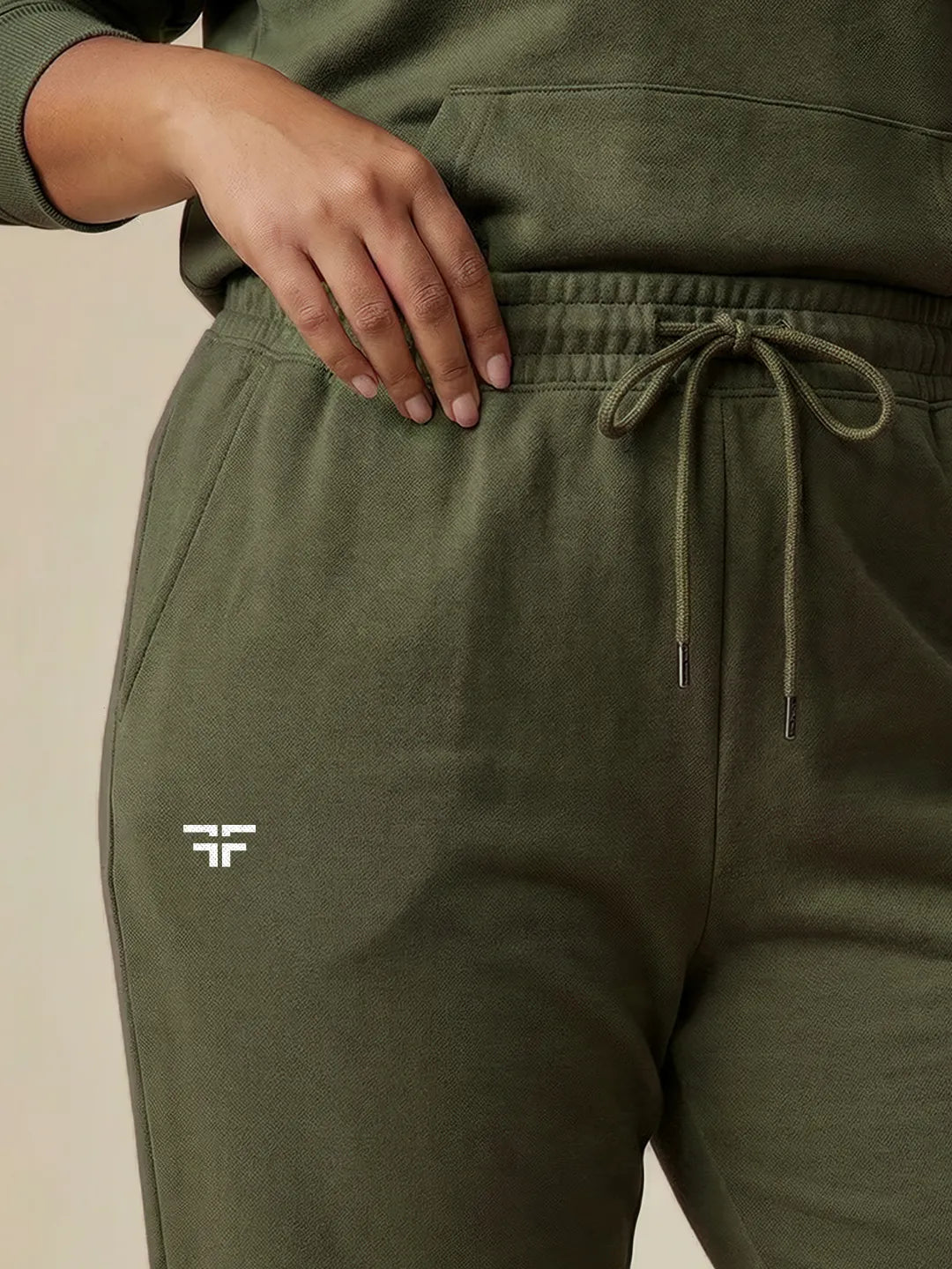 Green Straight Thermal Co-ord Set (Hoodie & Straight Fit Tracks Combo)