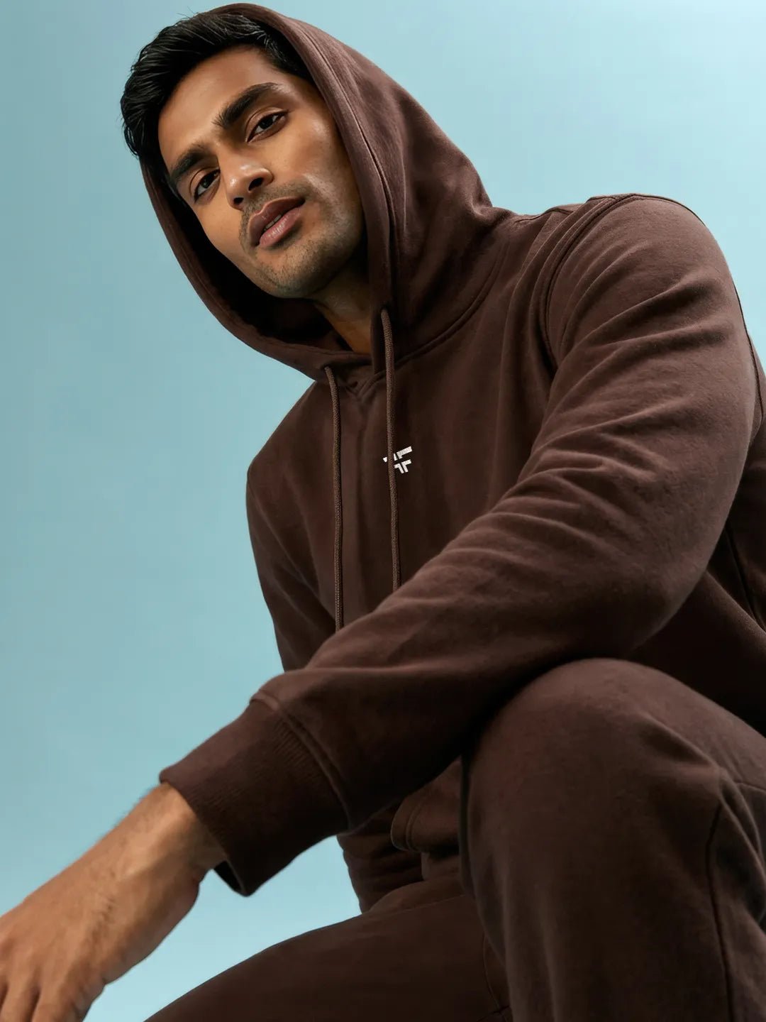 || COFFEE BROWN STRAIGHT THERMAL CO-ORD SET (HOODIE & STRAIGHT FIT TRACKS COMBO) ||