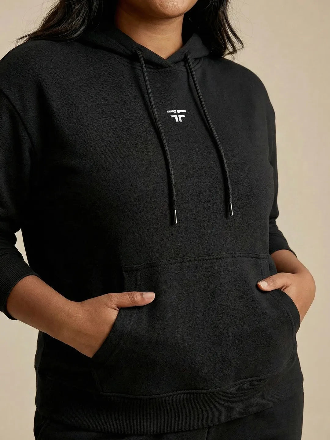 Black Straight Thermal Co-ord Set (Hoodie & Straight Fit Tracks Combo)