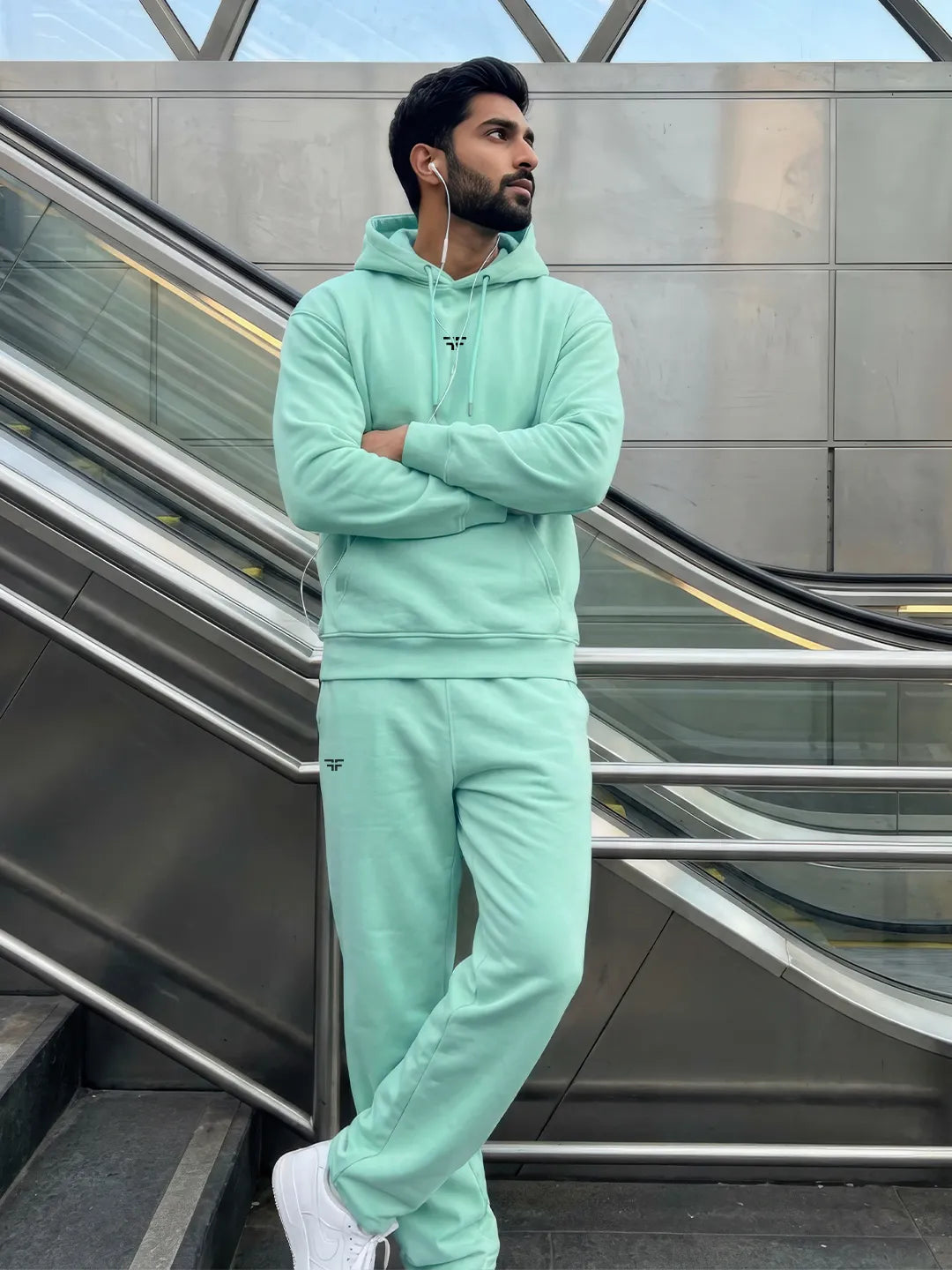 || MINT GREEN STRAIGHT THERMAL CO-ORD SET (HOODIE & STRAIGHT FIT TRACKS COMBO) ||