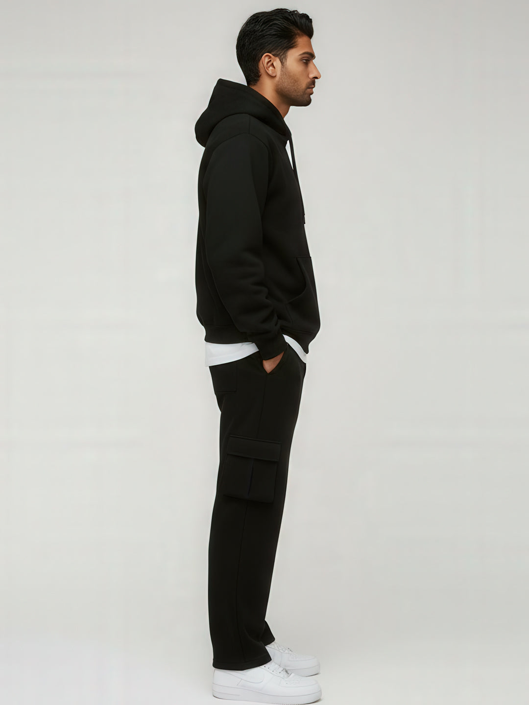 Black Cargo Joggers w/ 4 Pockets