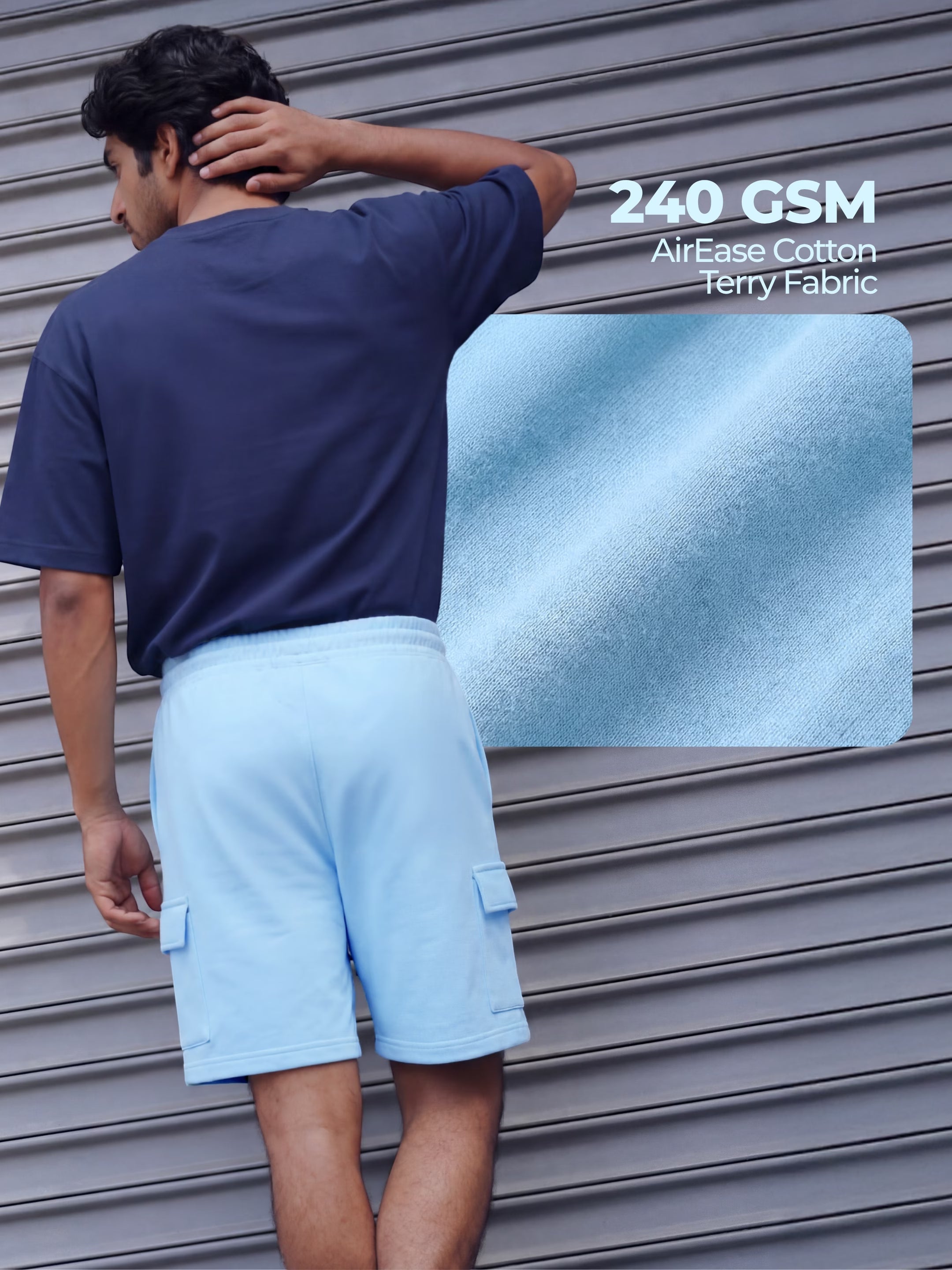 Sky Blue Cargo Cotton Men's Shorts
