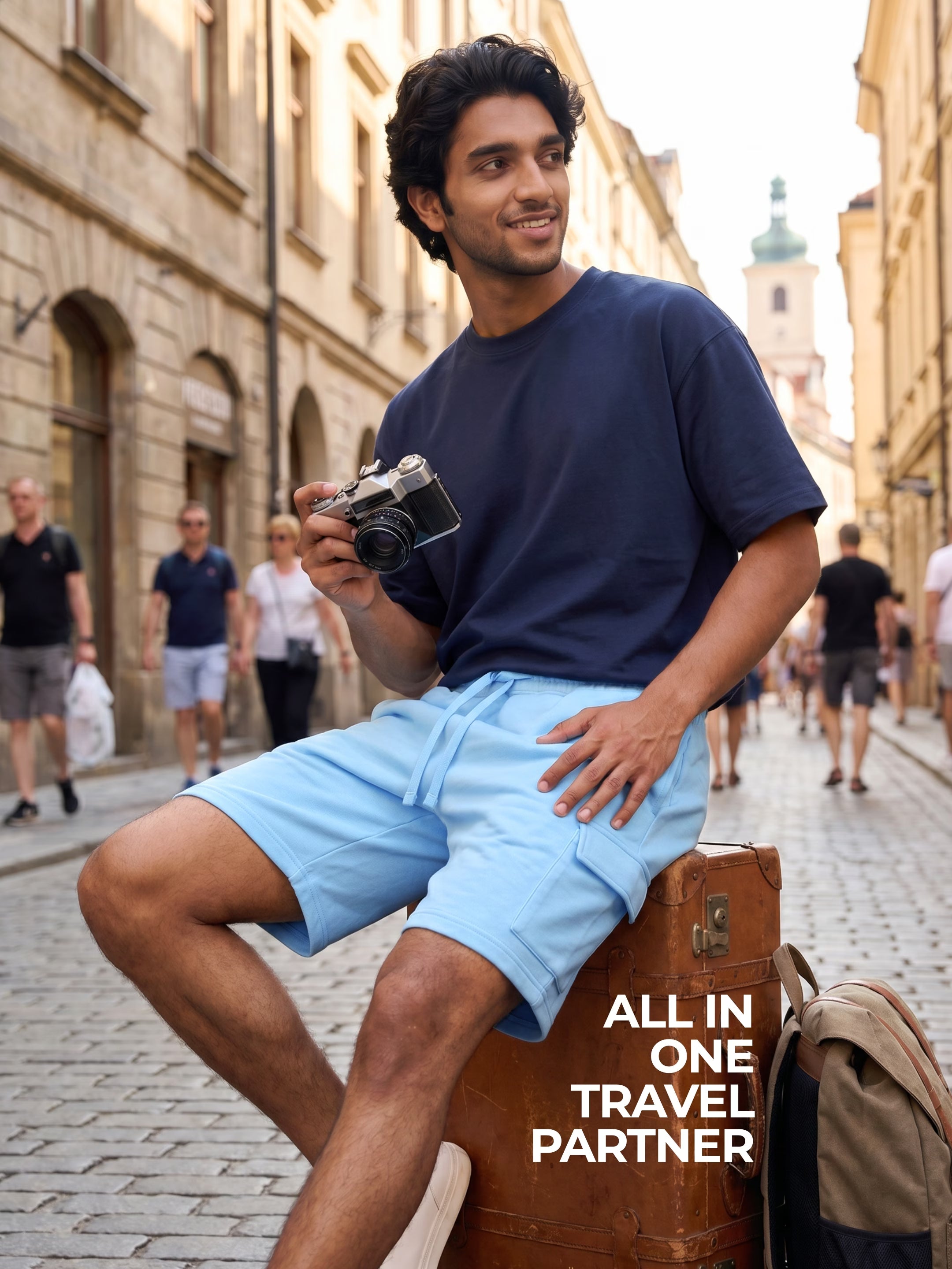 Sky Blue Cargo Cotton Men's Shorts