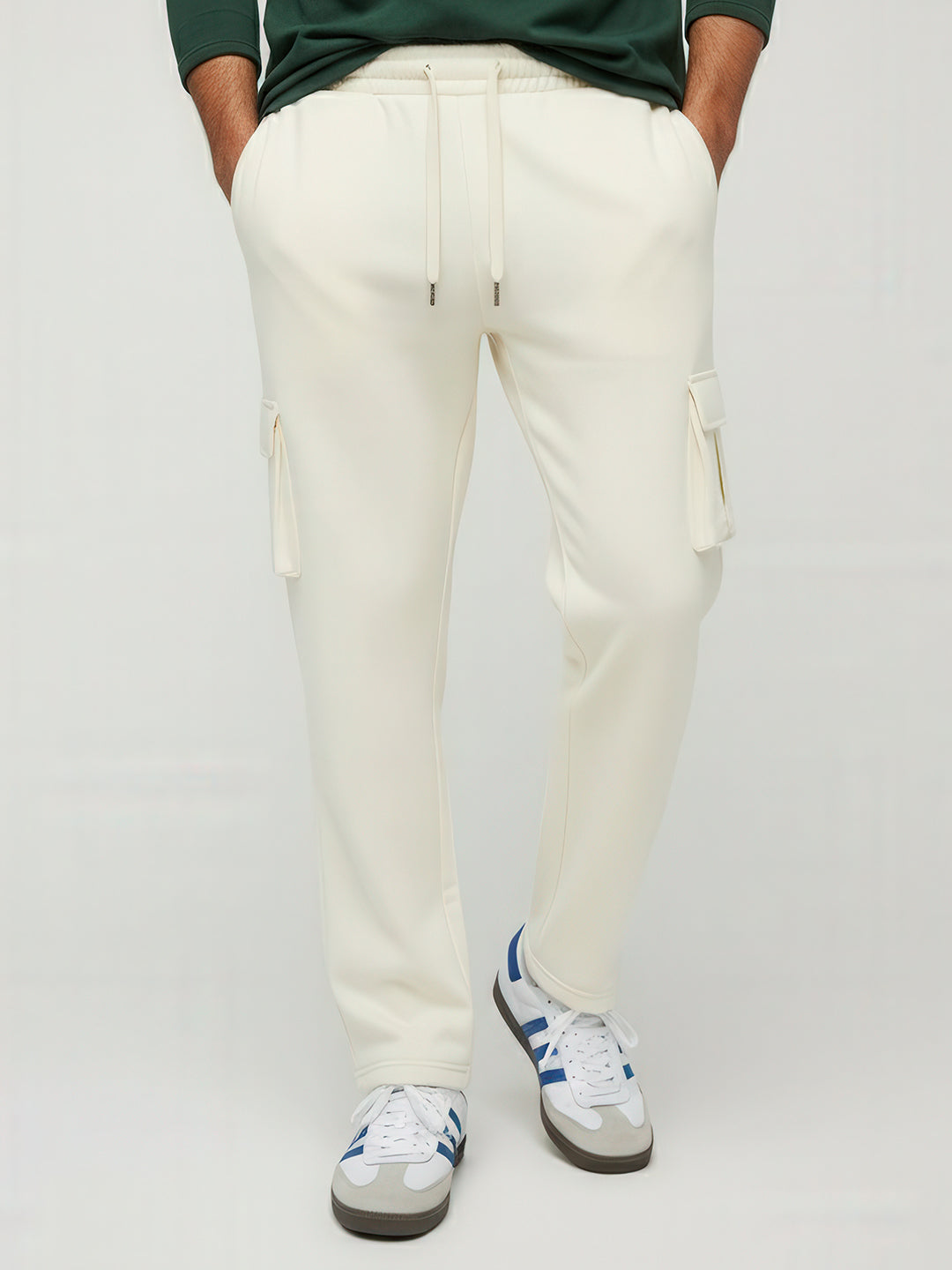 Cream Cargo Joggers w/ 4 Pockets