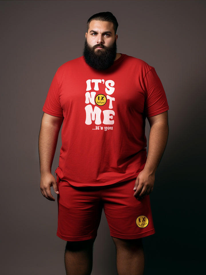 Men's Plus Size Printed Shirt & Shorts Set