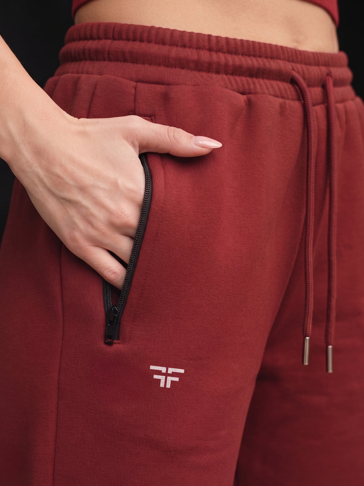 Red Fleece Straight Joggers