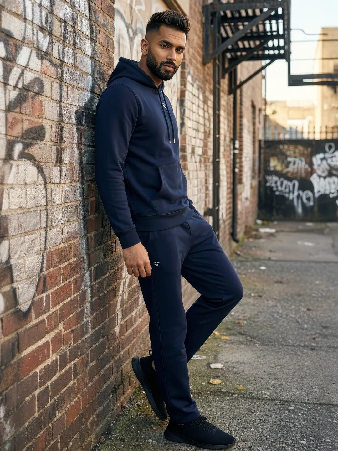 || NAVY THERMAL CO-ORD SET (HOODIE & STRAIGHT FIT TRACKS COMBO) ||