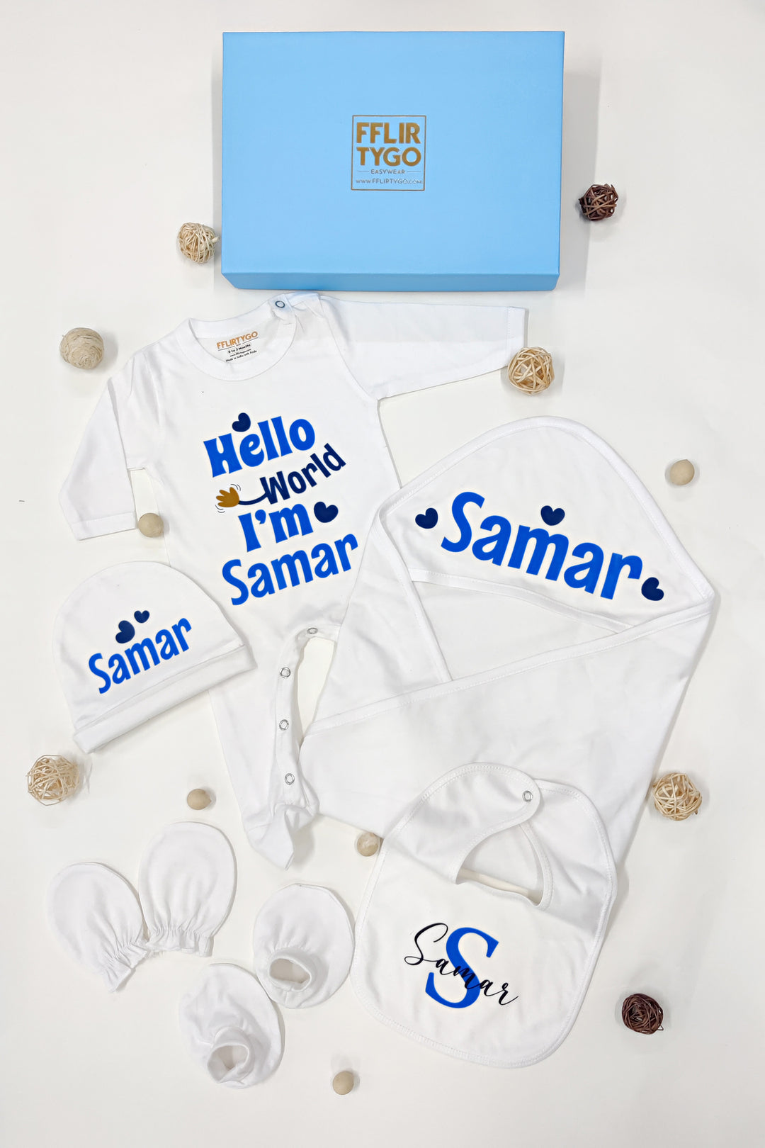 Grand Debut: Personalized Naming Ceremony Baby Gift Set in Blue