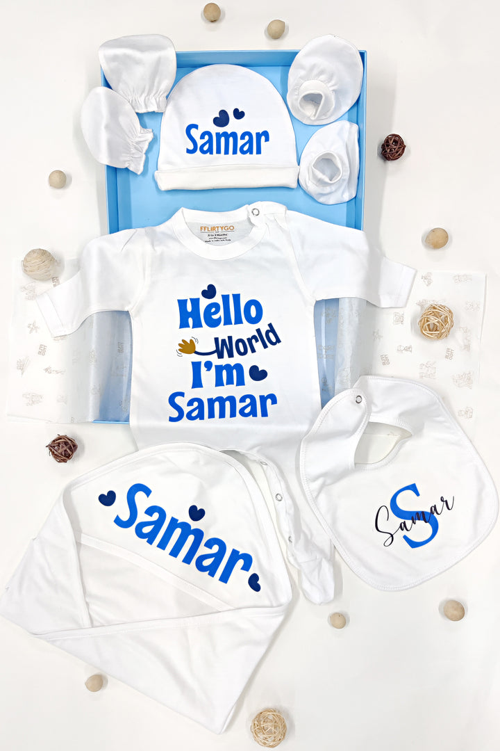 Grand Debut: Personalized Naming Ceremony Baby Gift Set in Blue