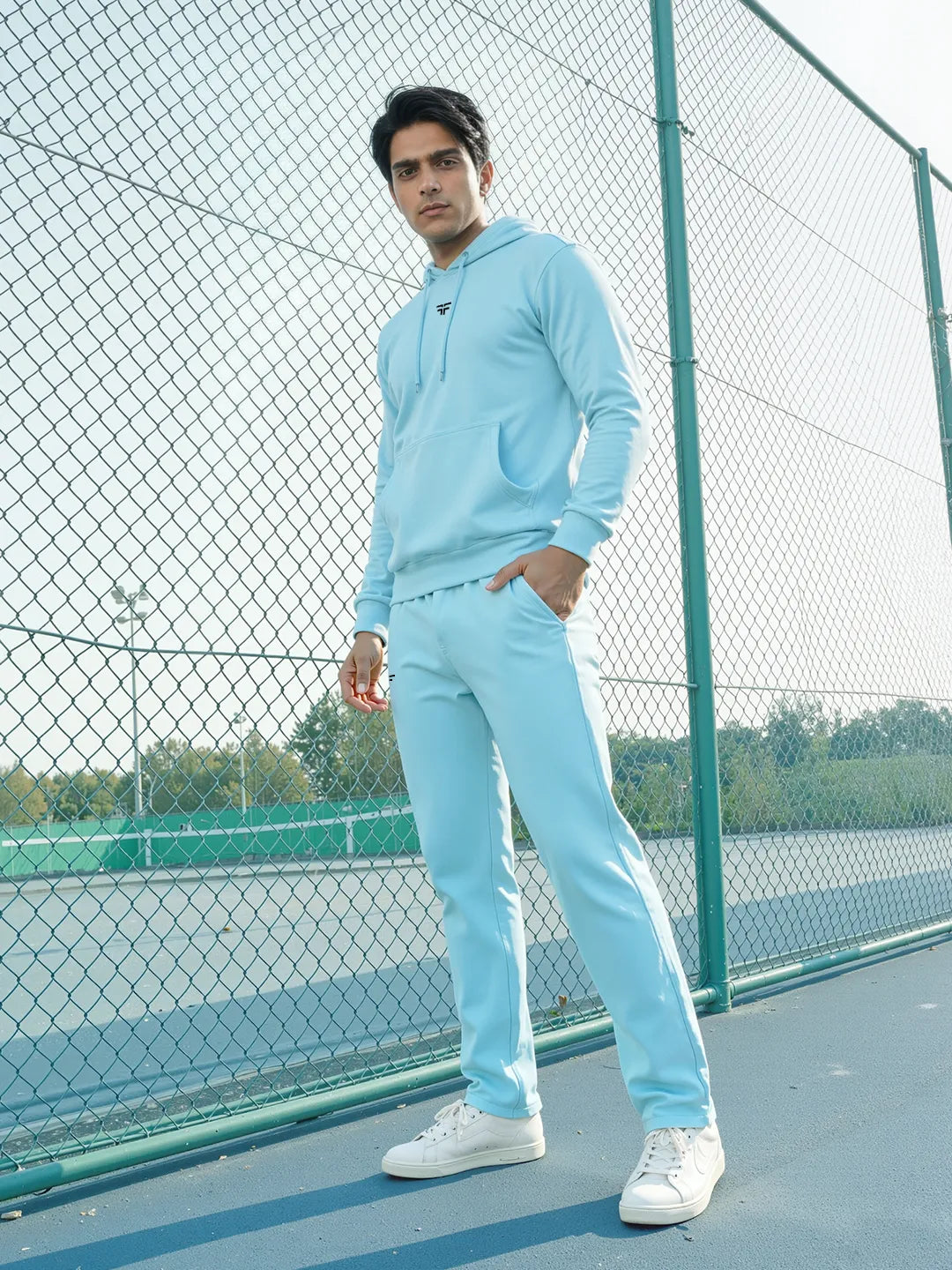 || SKY BLUE THERMAL CO-ORD SET (HOODIE & STRAIGHT FIT TRACKS COMBO) ||