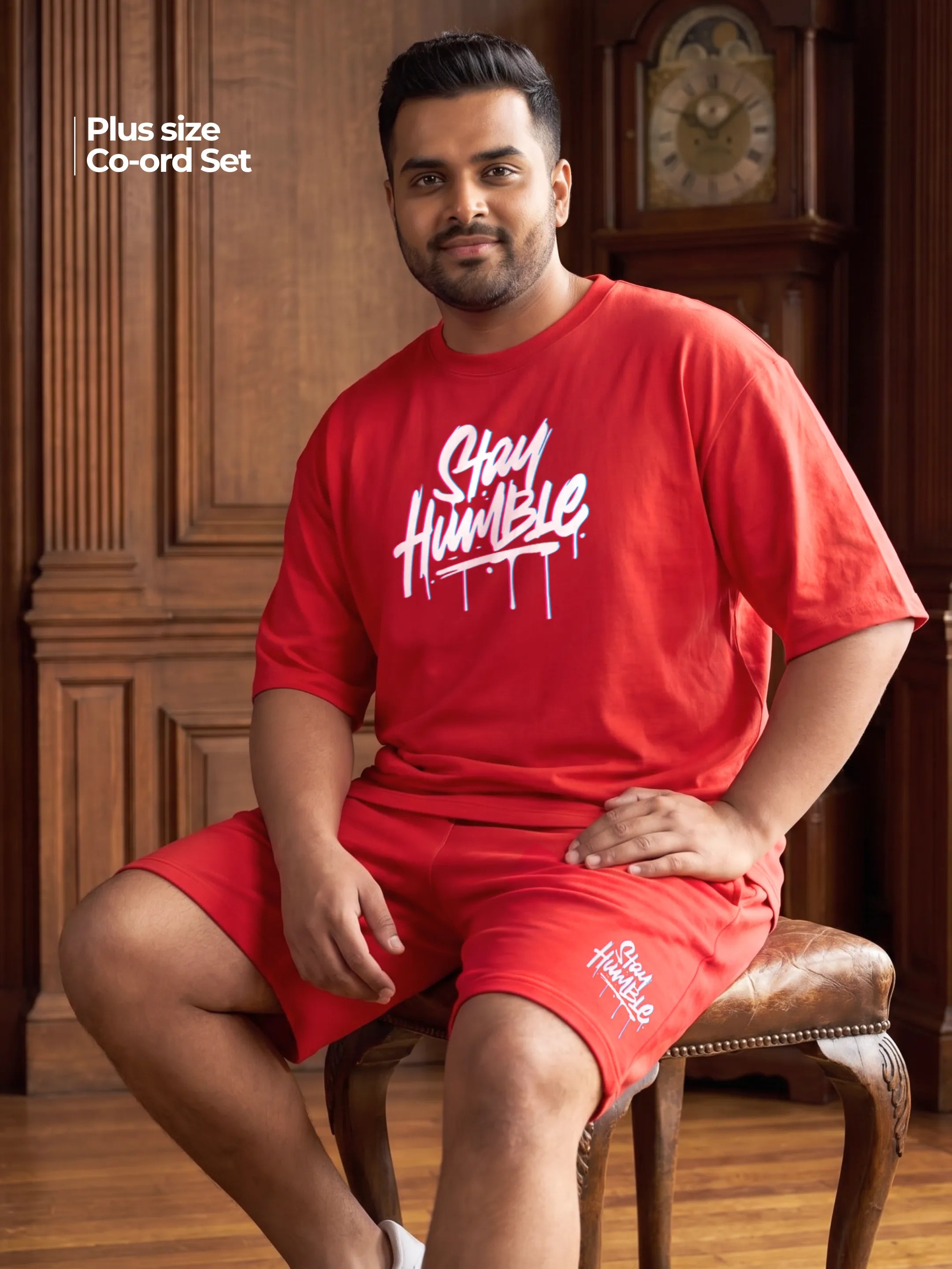 Stay Humble Cotton Men's Oversized Coord Sets