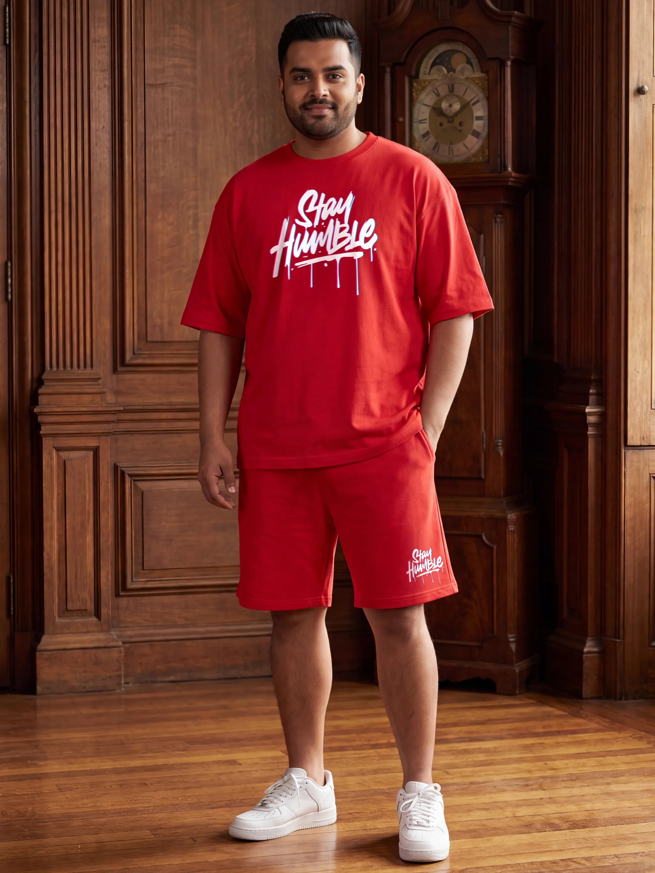 Stay Humble Cotton Men's Oversized Coord Sets