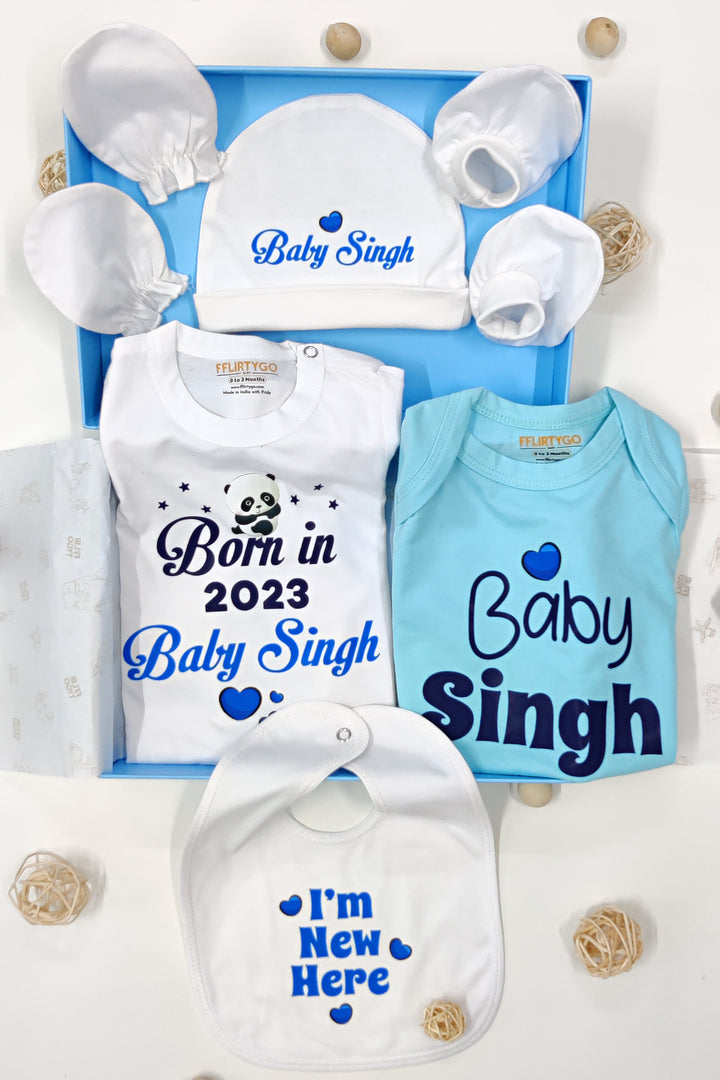 Blue Skies Welcome: Personalized Newborn Baby Gift Set