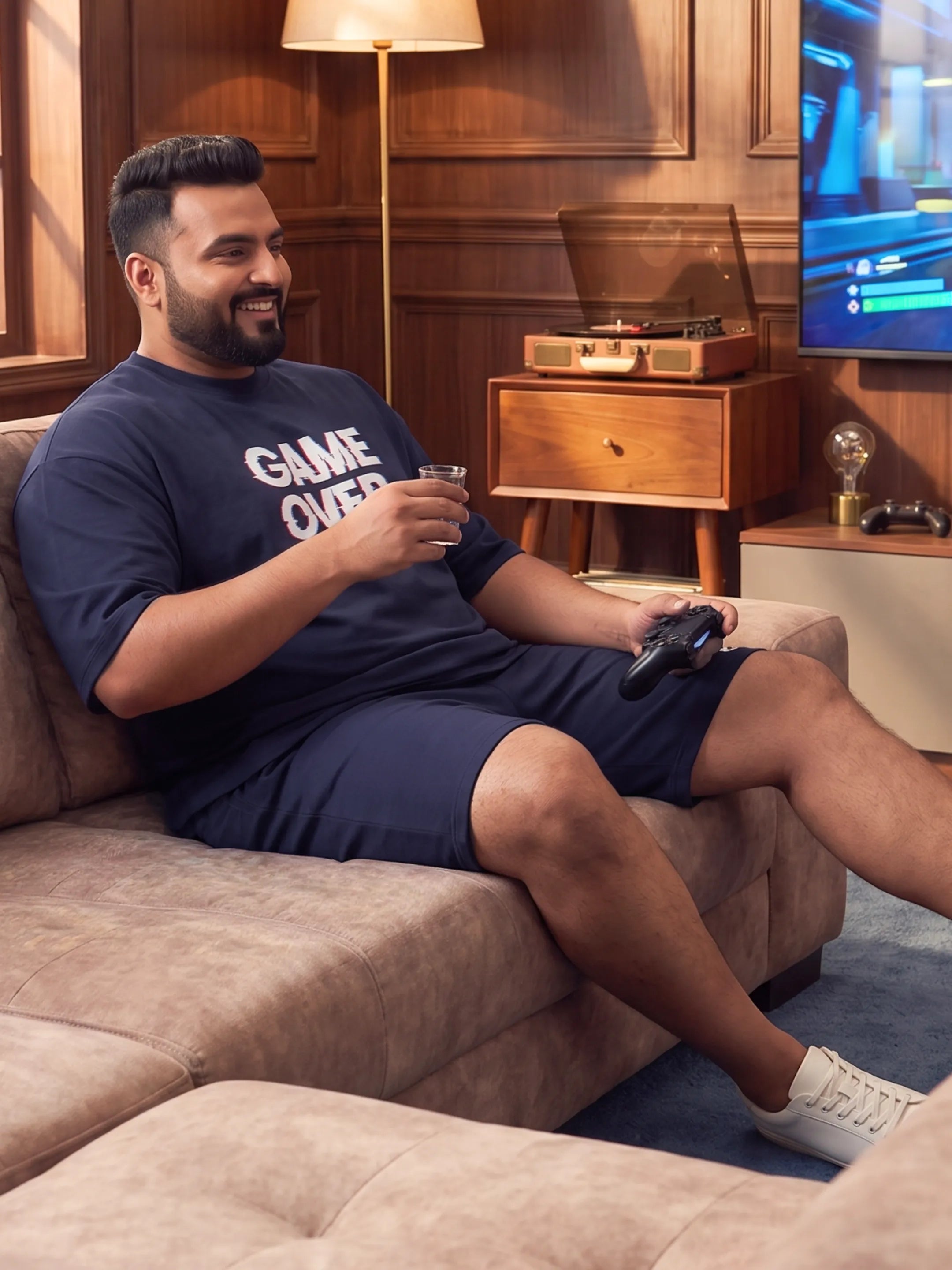 Game Over Cotton Men's Oversized Coord Sets
