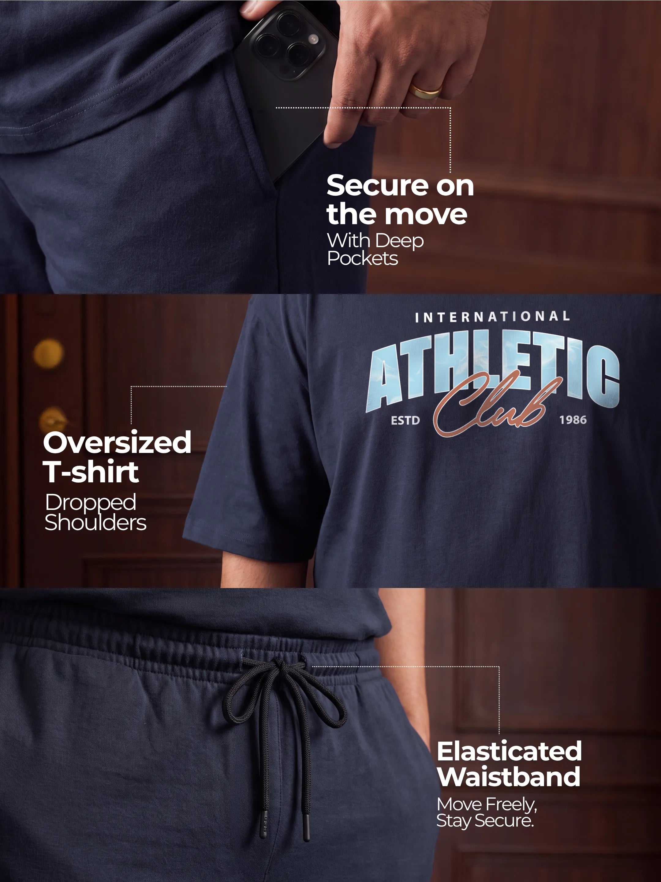 Athletic Cotton Men's Oversized Coord Sets
