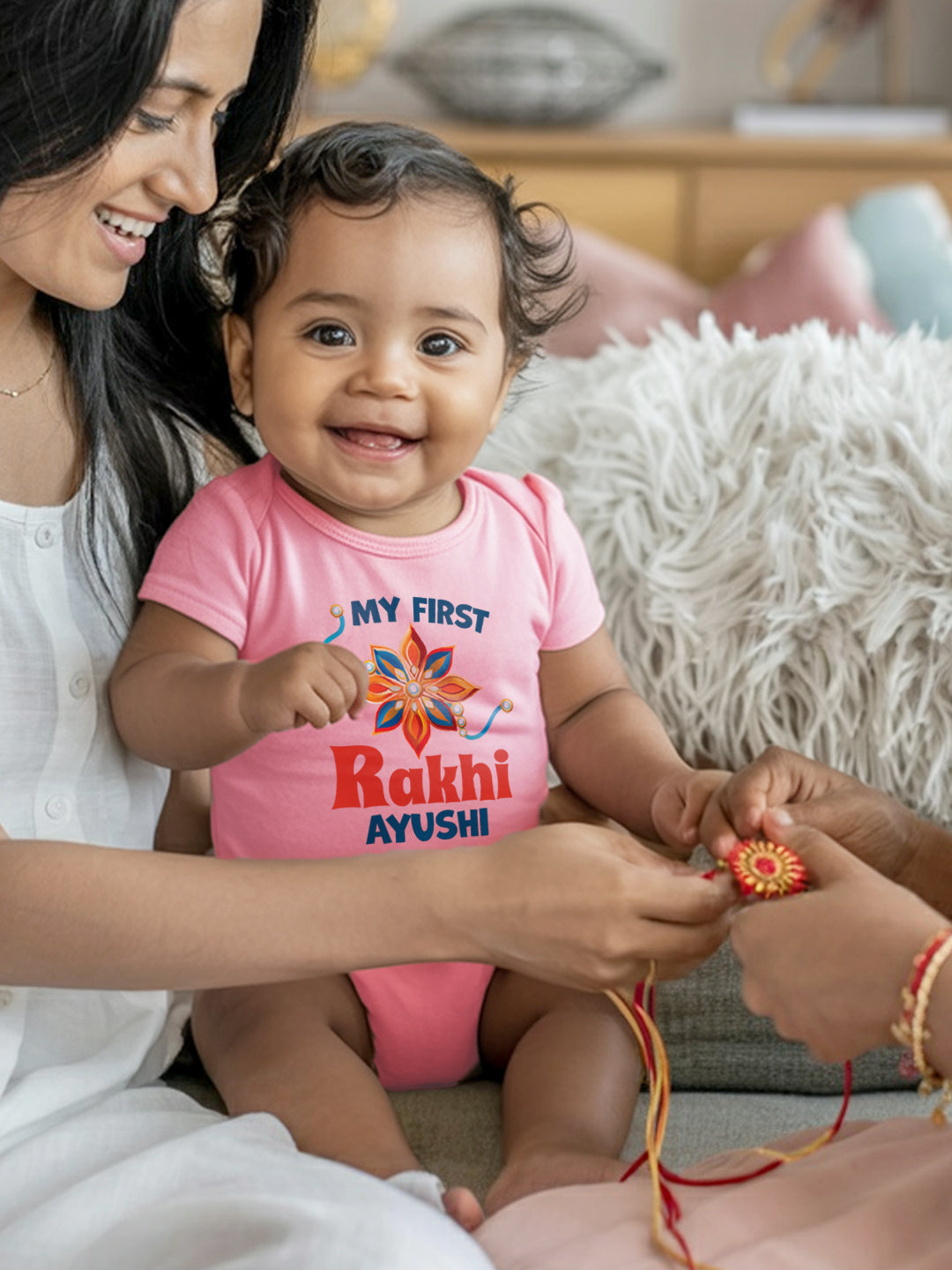 My First Rakhi Baby Romper | Onesies w/ Custom Name