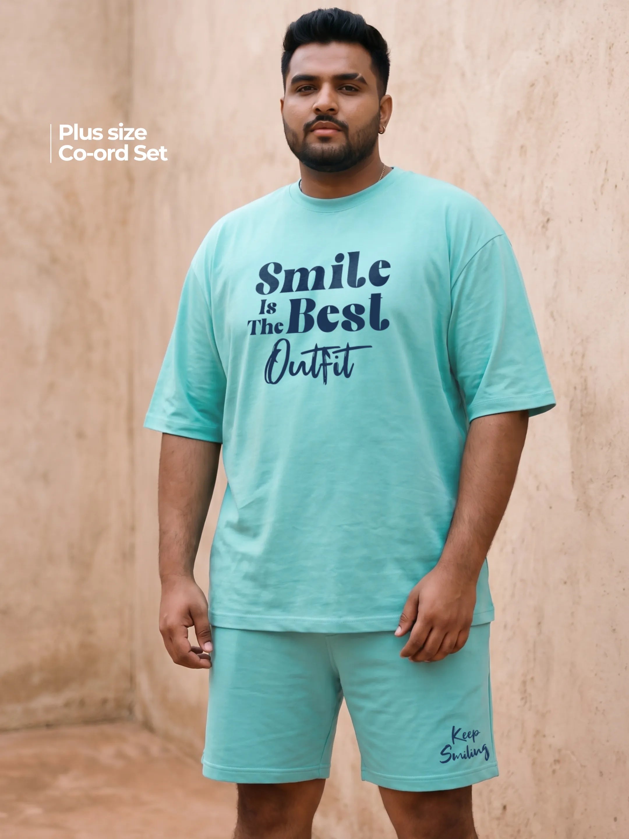 Smile Is The Best Cotton Men's Oversized Coord Sets