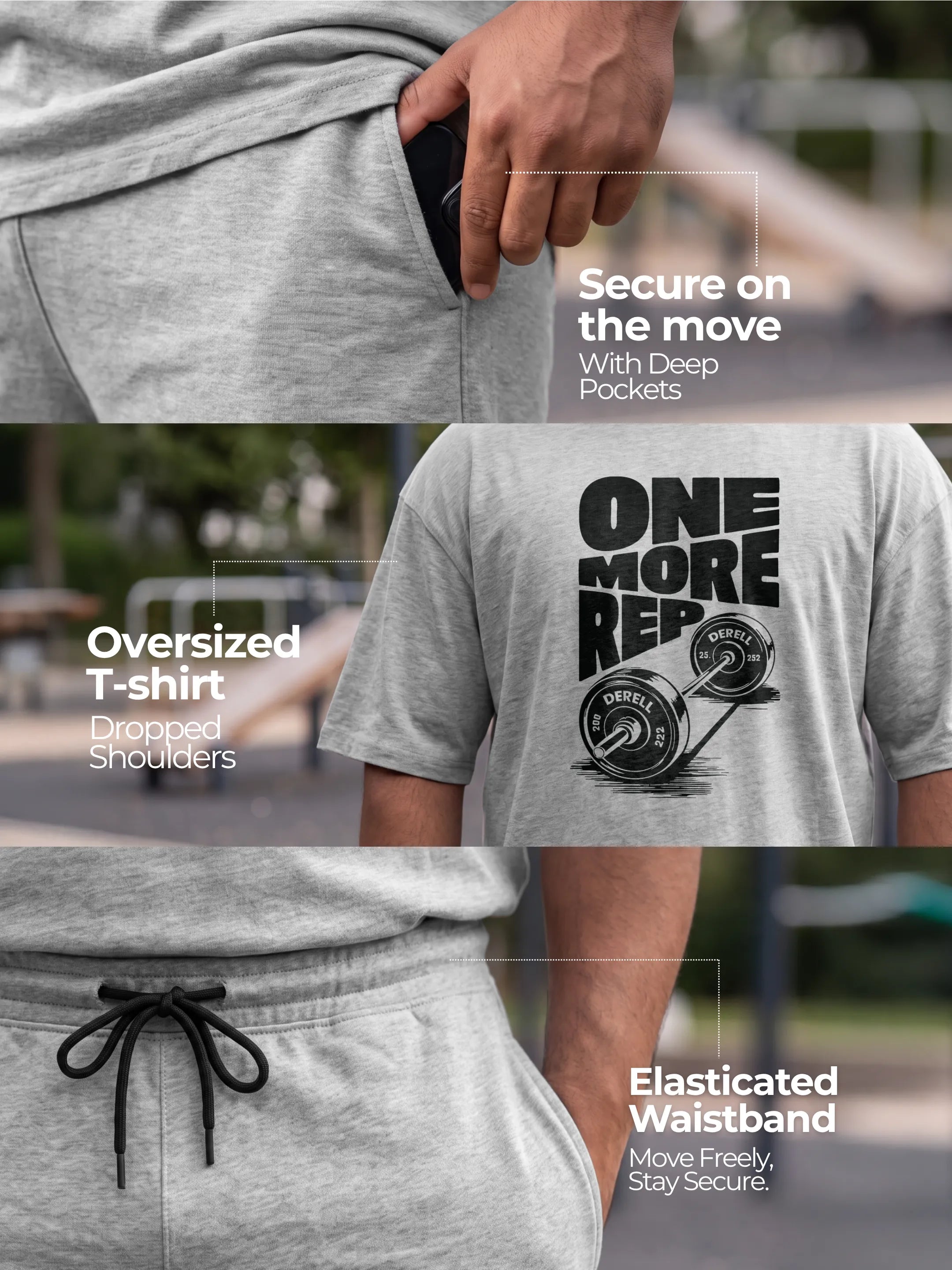 One More Rep Cotton Men's Oversized Coord Sets