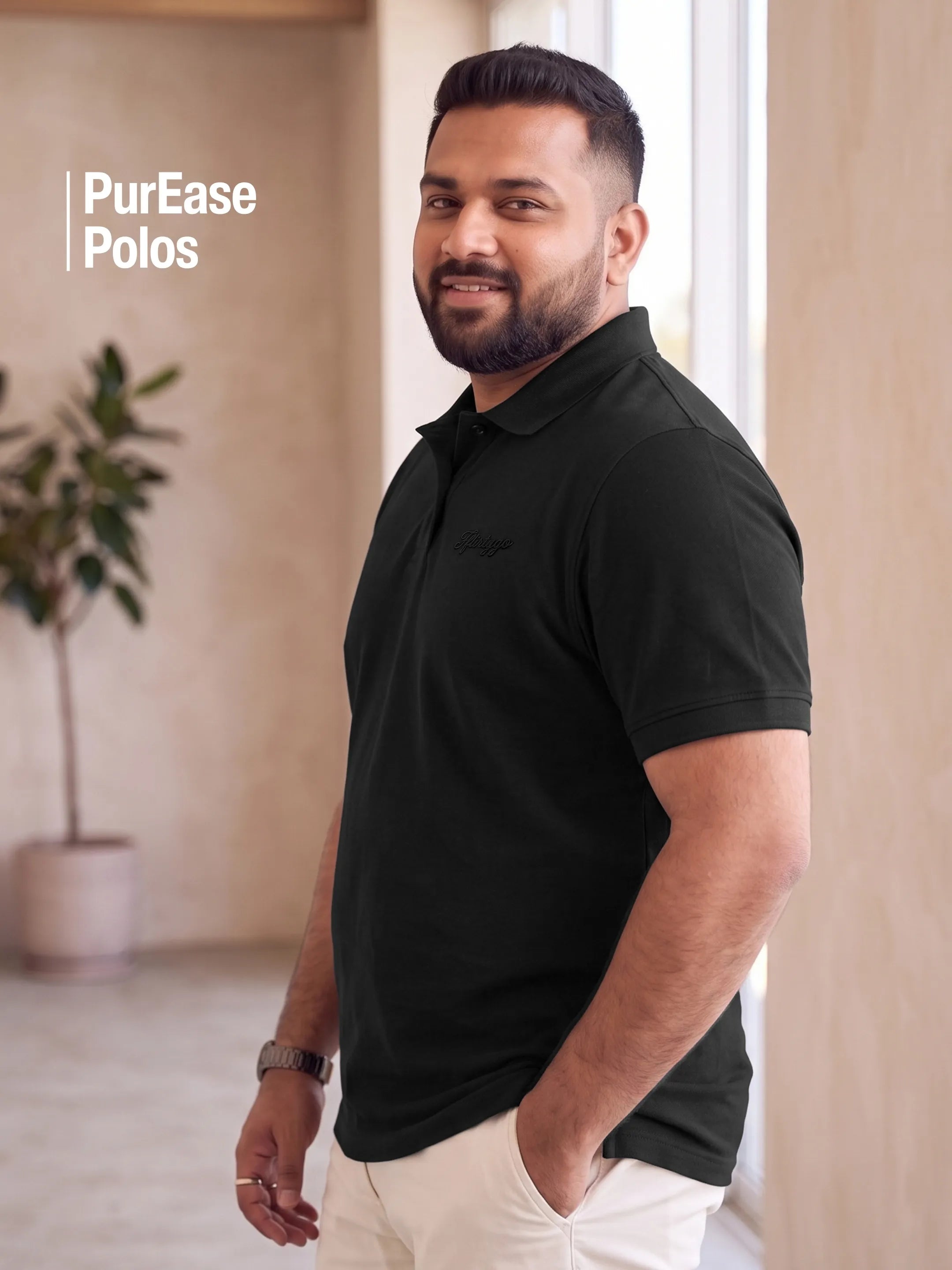 Jet Black Men's PurEase Core Polo