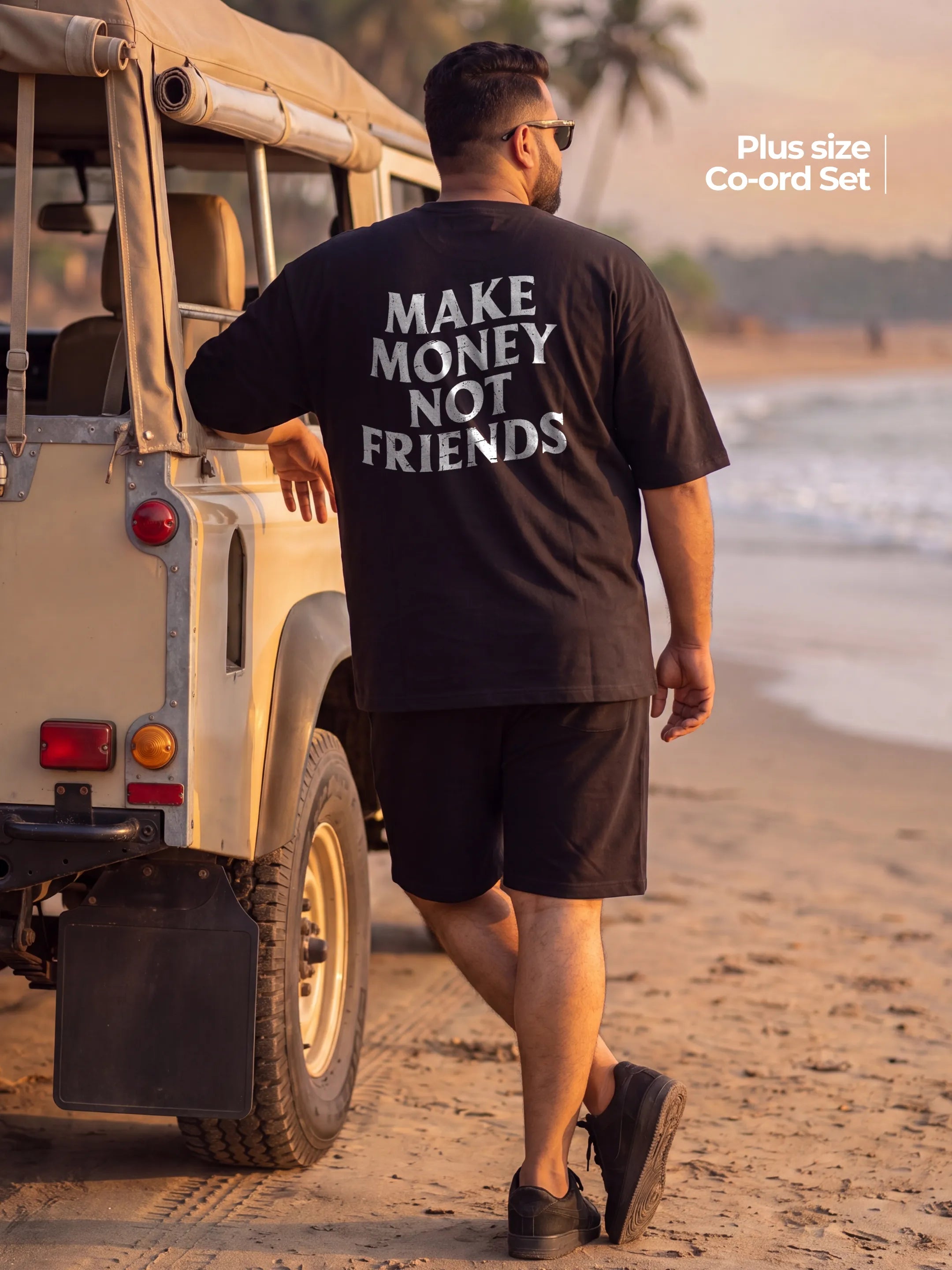 Make Money Not Friends Cotton Men's Oversized Coord Sets