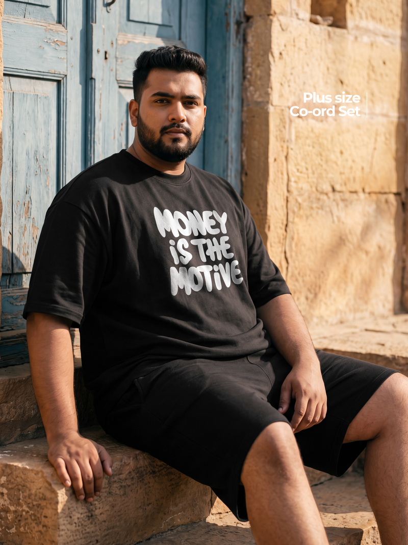 Money Is The Motive Cotton Men's Oversized Coord Sets