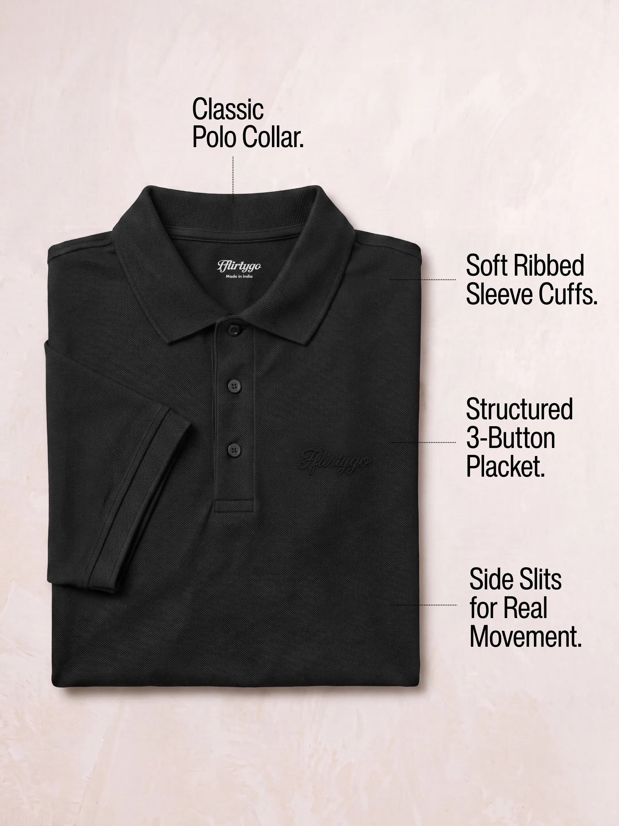 Jet Black Men's PurEase Core Polo