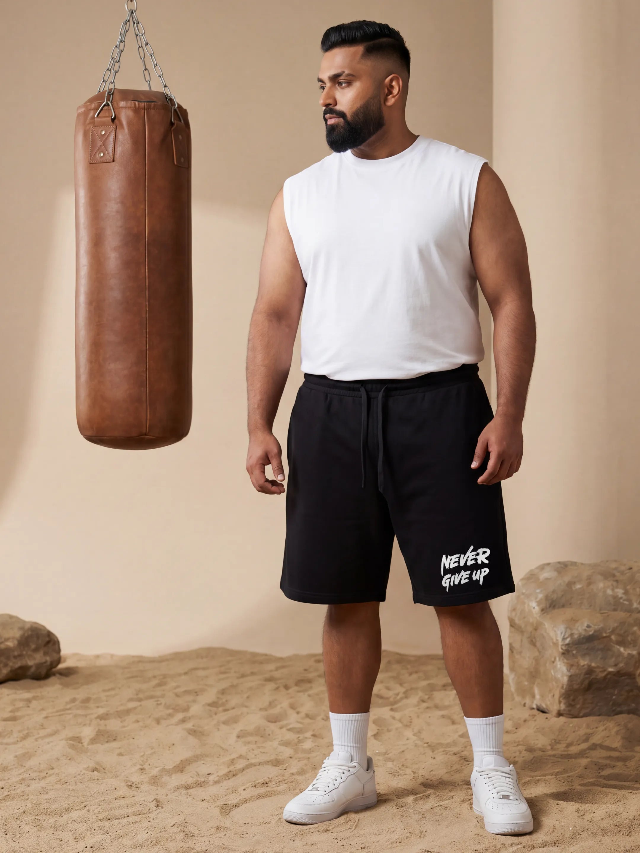 Never Give Up Cotton Mens Shorts
