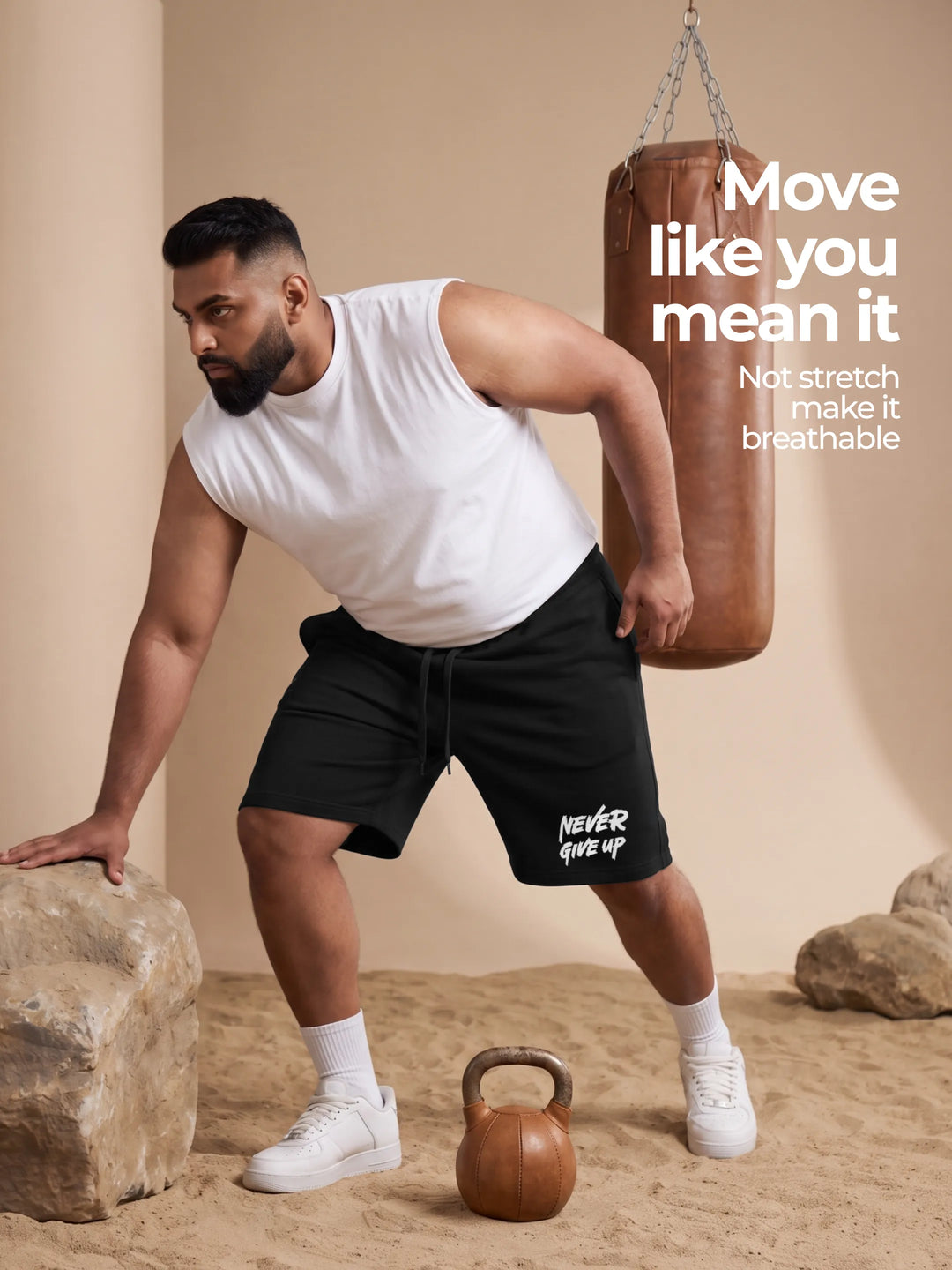 Never Give Up Cotton Mens Shorts