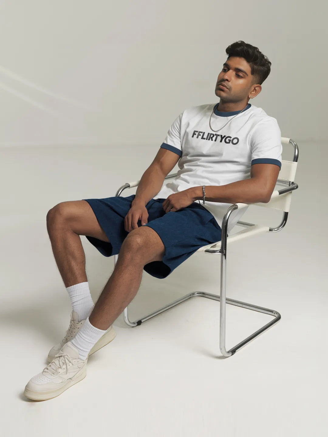 Blue Cotton Mens Shorts