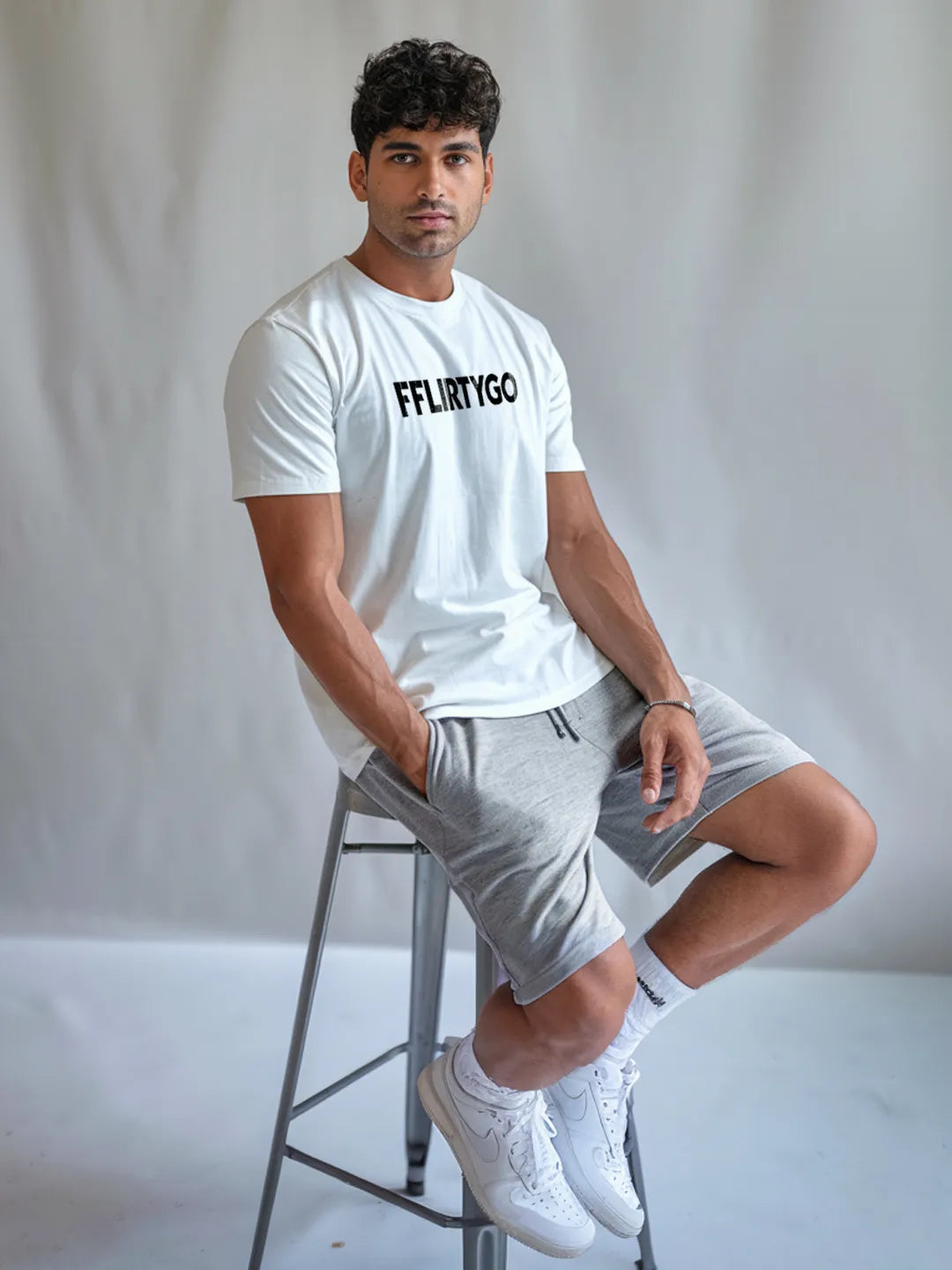 Grey Cotton Mens Shorts