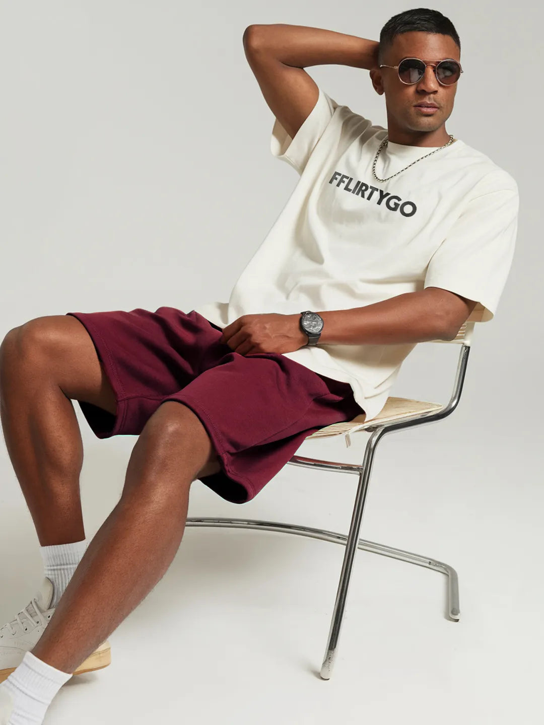 Maroon Cotton Mens Shorts
