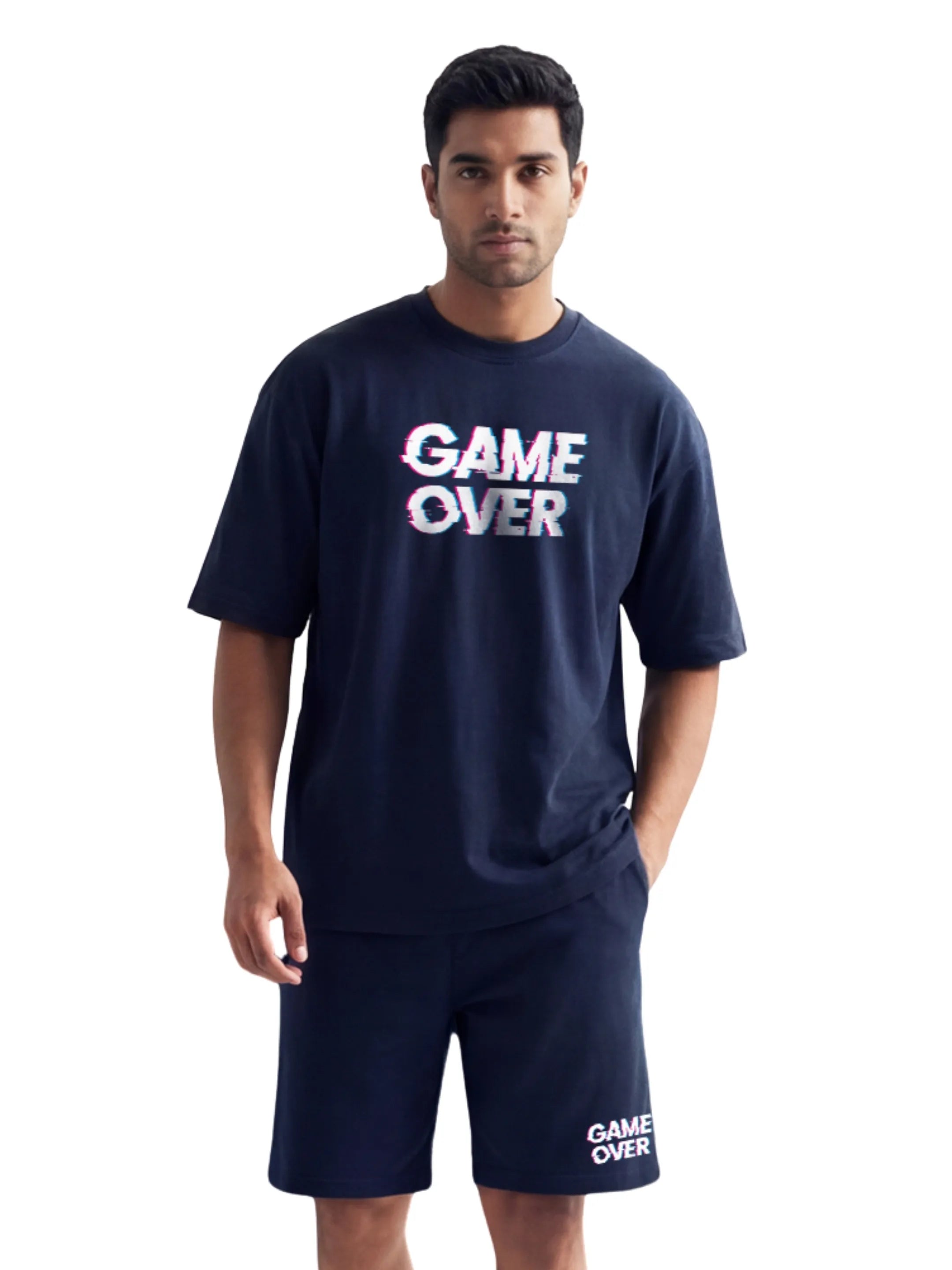 Game Over Cotton Men's Oversized Coord Sets