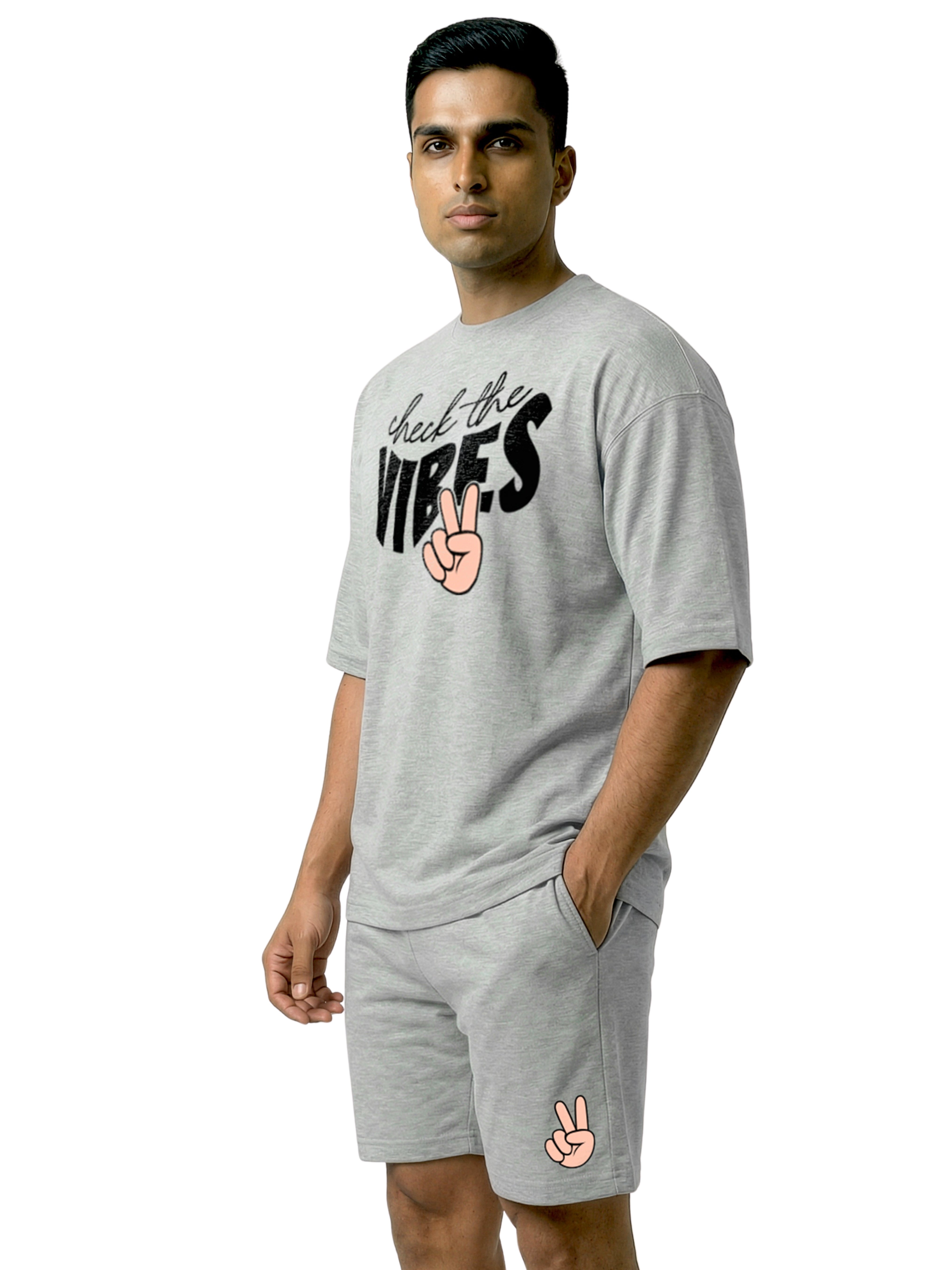 Check The Vibes Cotton Mens T Shirt and Shorts Combo Set