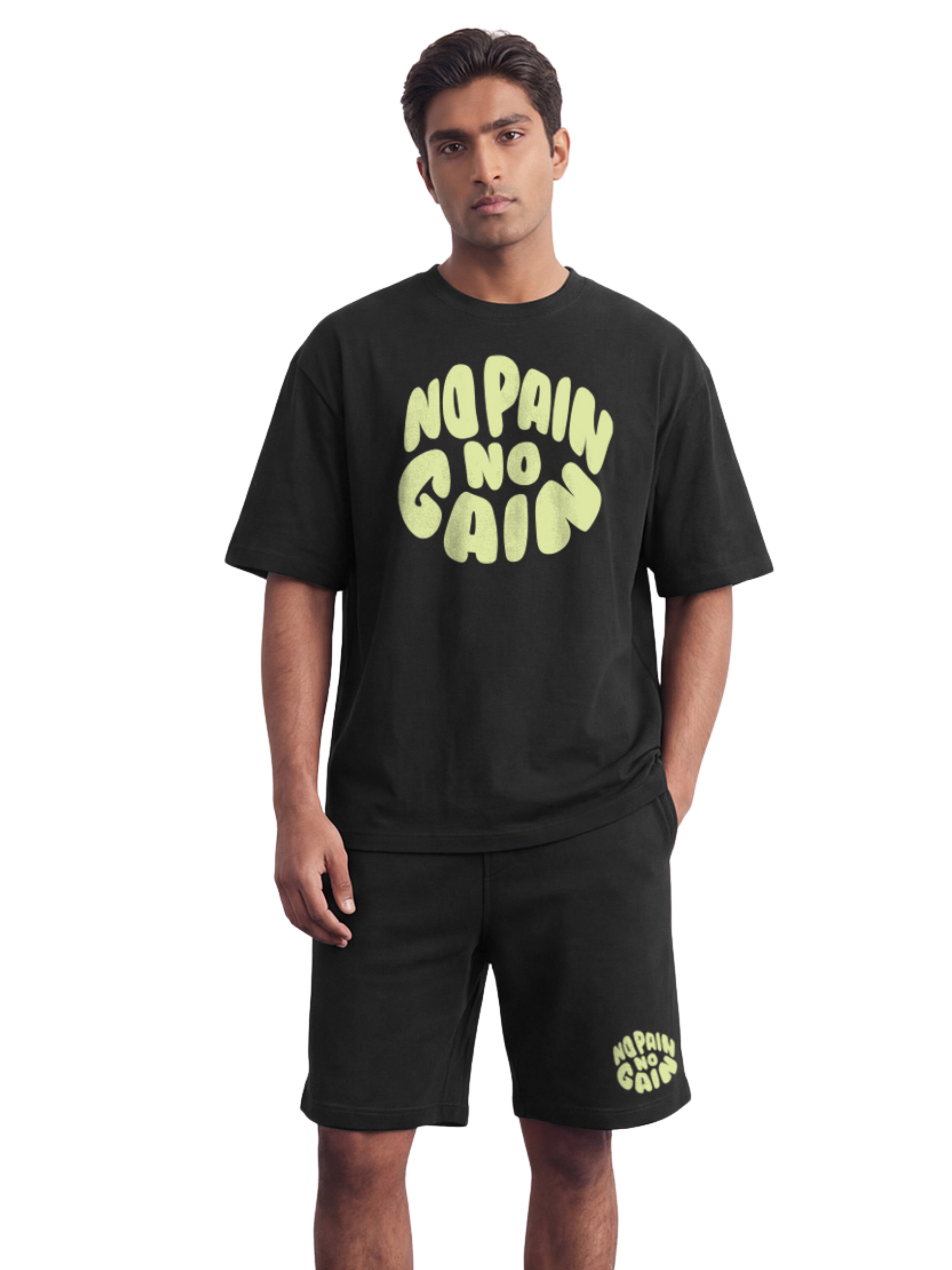 No Pain No Gain Cotton Men's Oversized Coord Sets