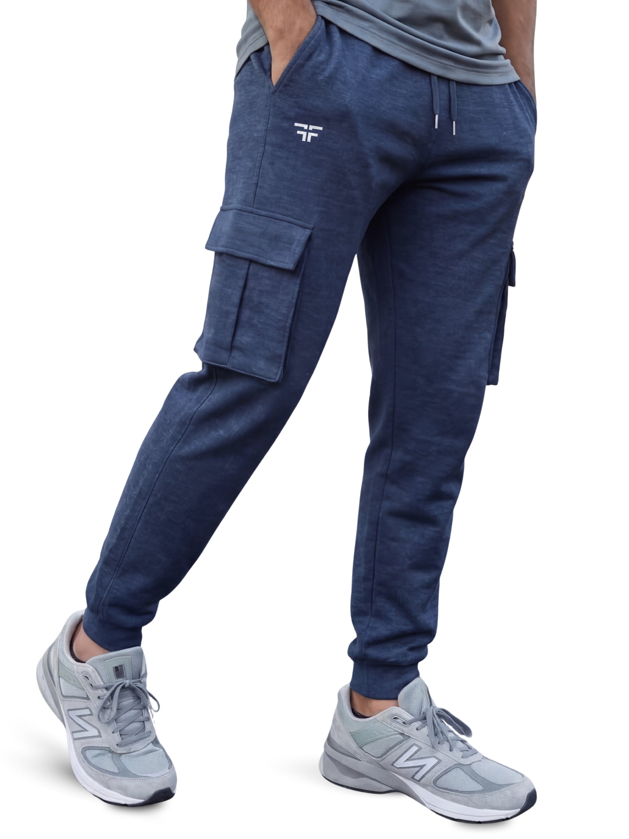 Blue Melange Joggers w/ Box Pockets