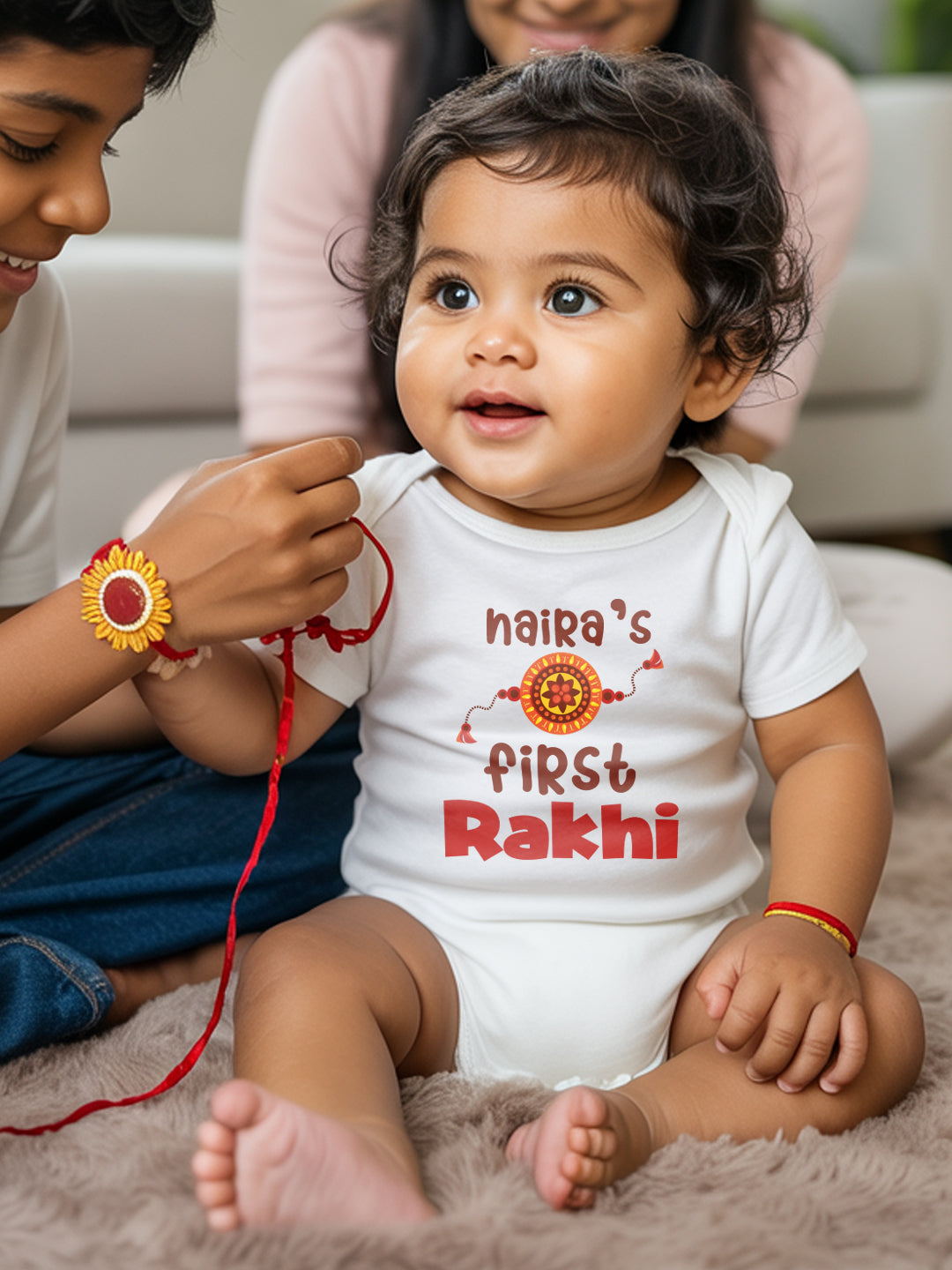 My First Rakhi Baby Romper | Onesies w/ Custom Name