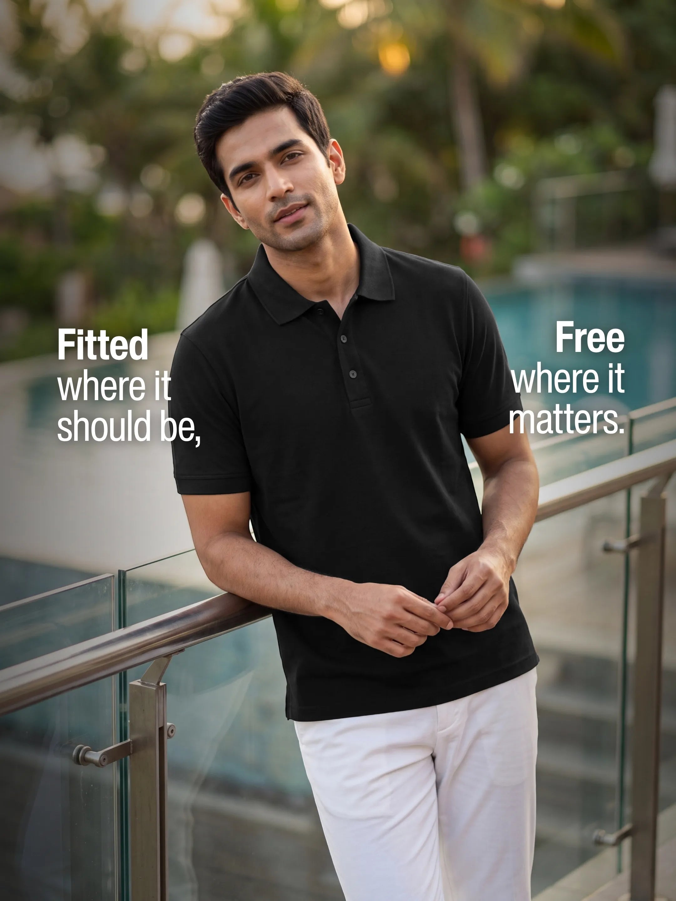 Jet Black Men's PurEase Core Polo