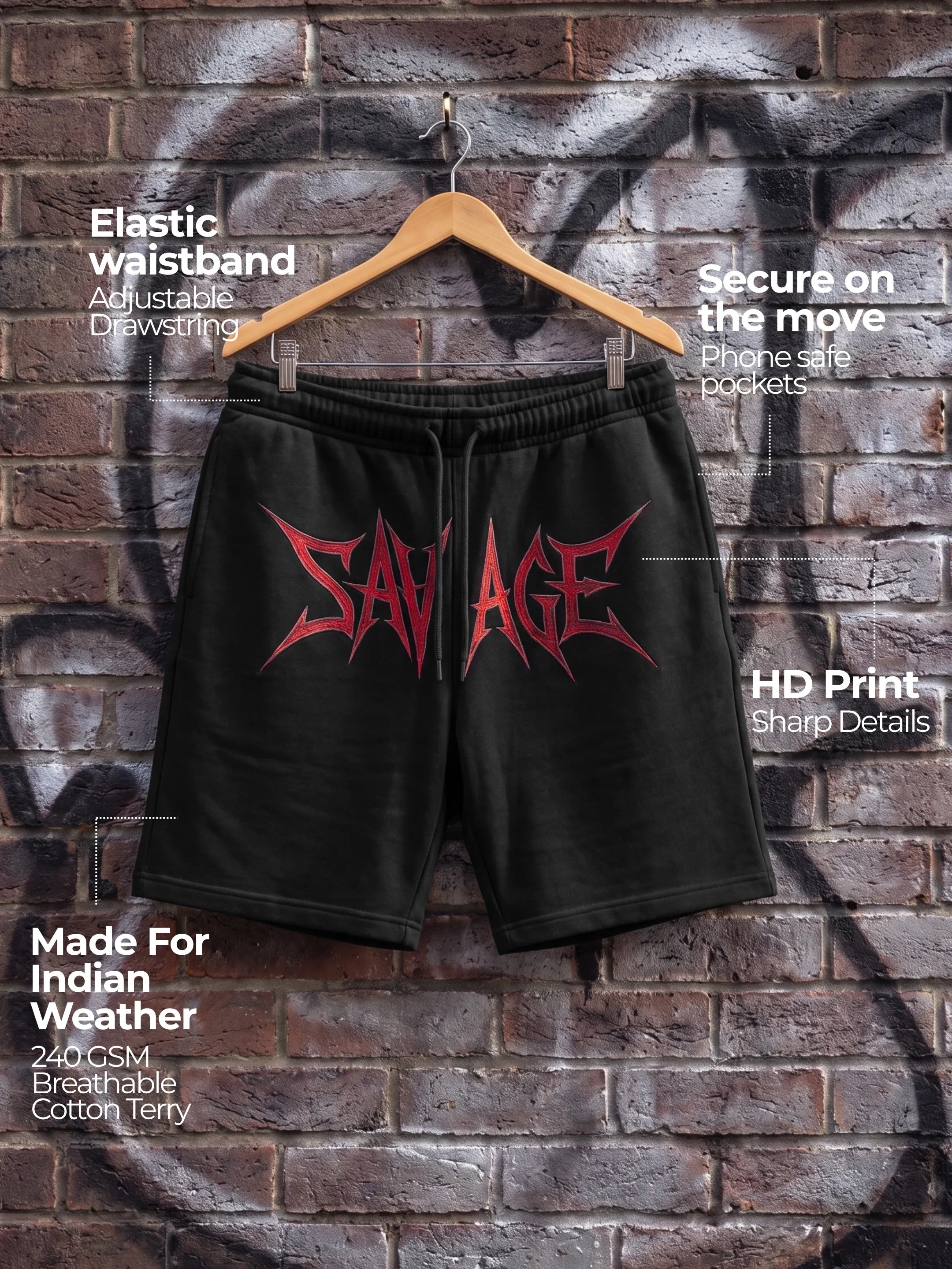Savage Cotton Mens Shorts