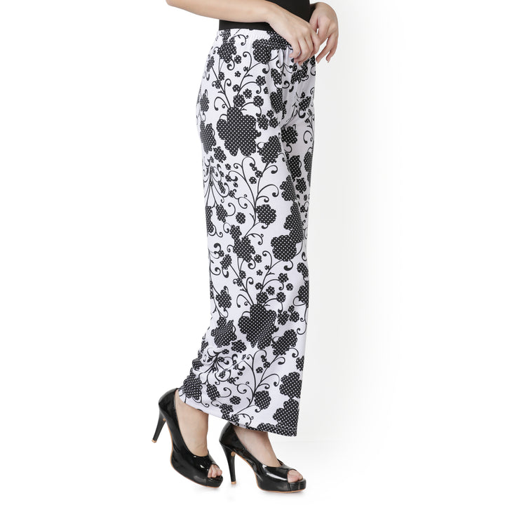 Black and White Floral Printed Palazzo
