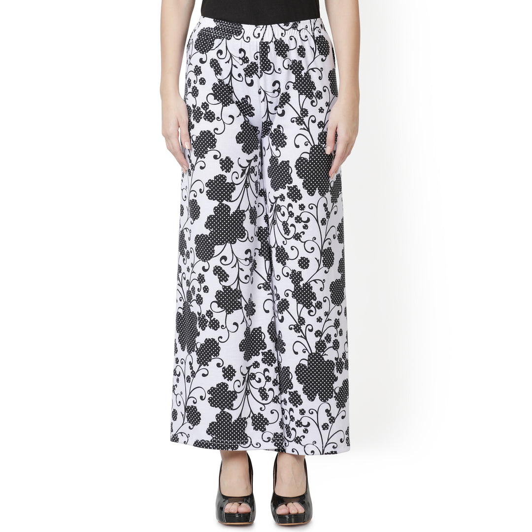 Black and White Floral Printed Palazzo