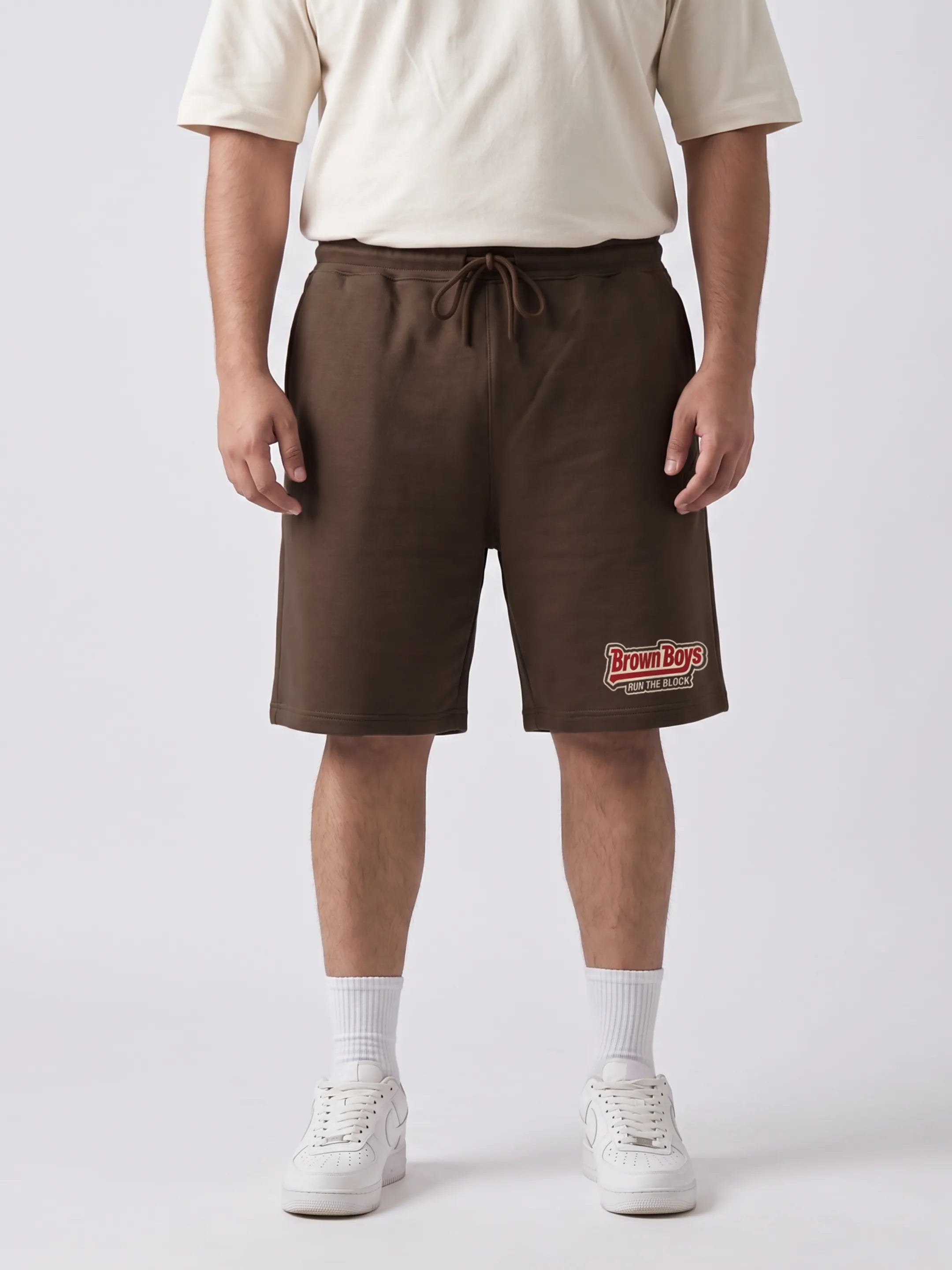 Brown Boys Cotton Mens Shorts