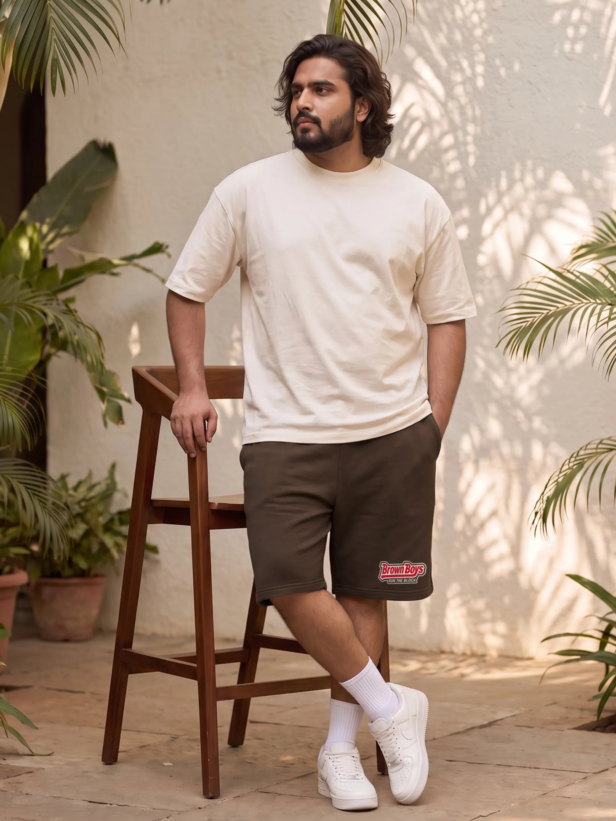 Brown Boys Cotton Mens Shorts