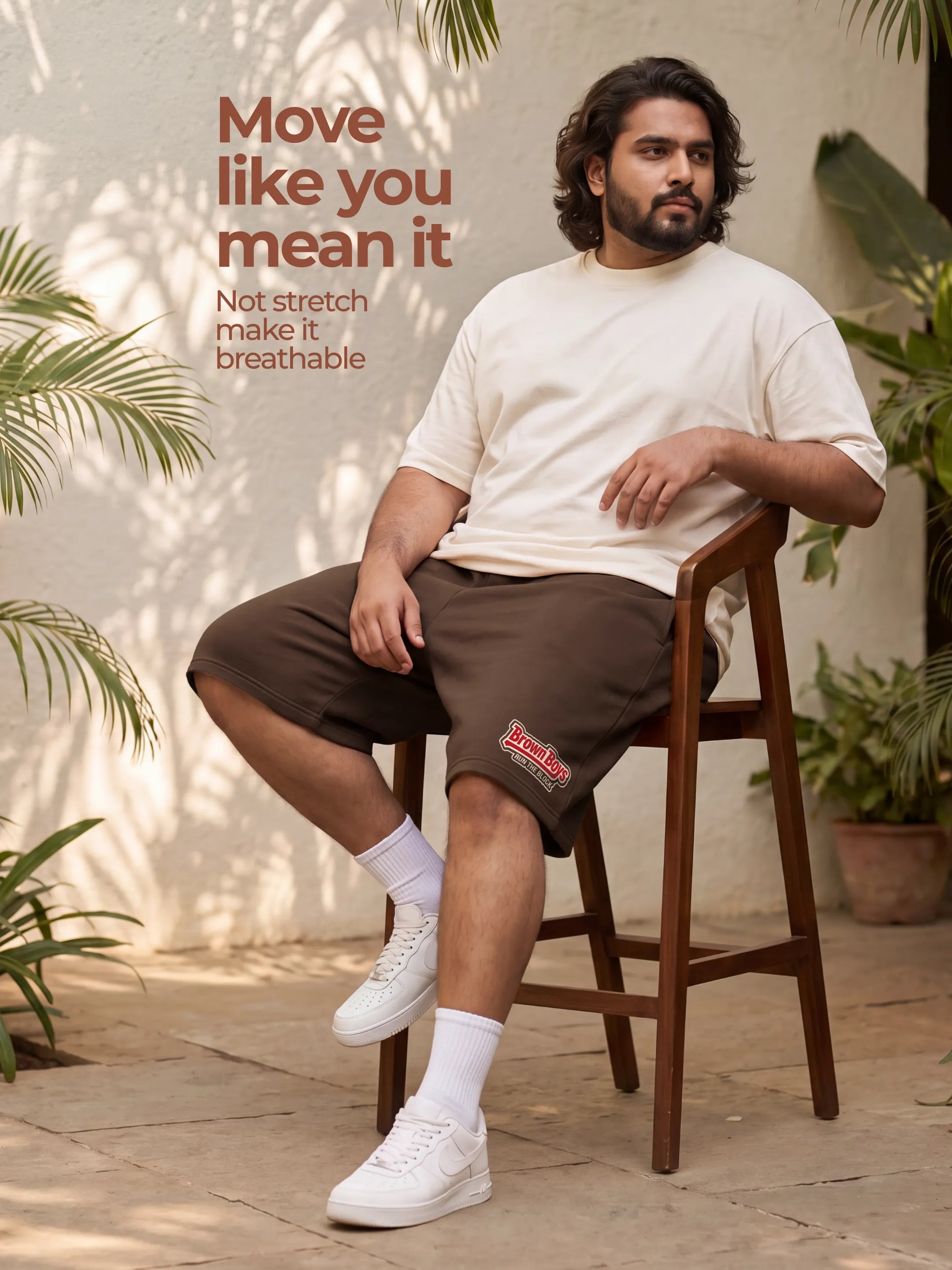 Brown Boys Cotton Mens Shorts