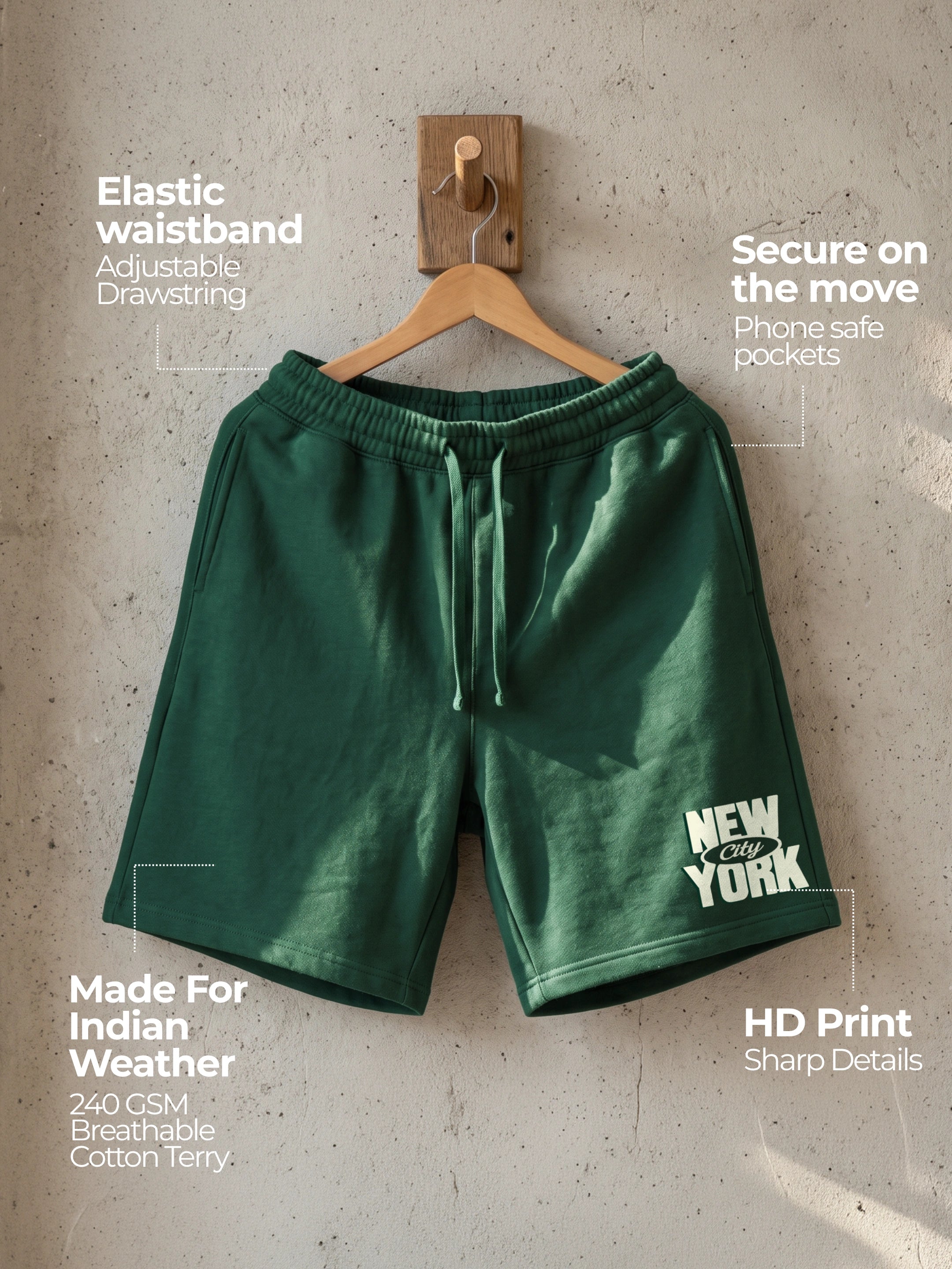New York City Cotton Mens Shorts